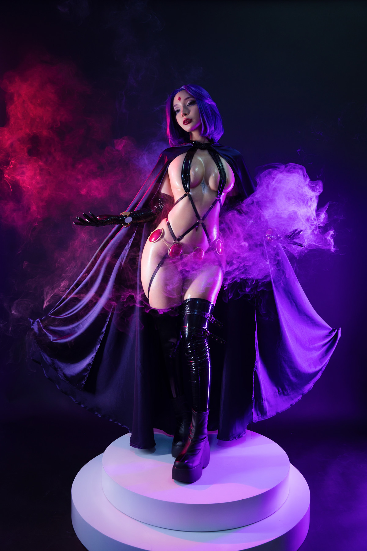 Cosplay Umeko.J Raven Latex Lingerie Set.01(19)
