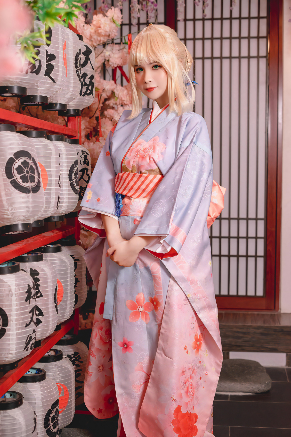 Cosplay Pyonピオン Saber セイバー Kimono(9)