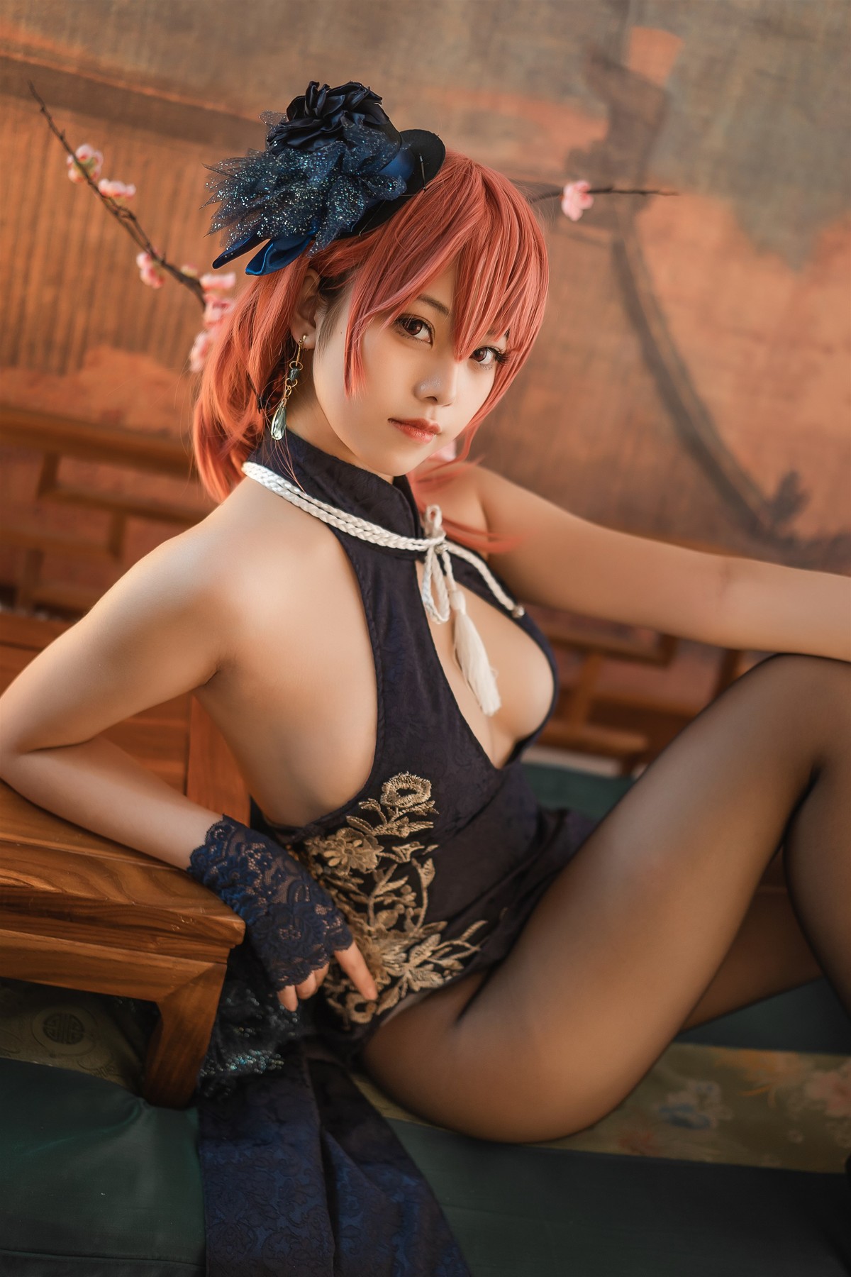 蜜汁猫裘 Cosplay 黑太子旗袍(22)