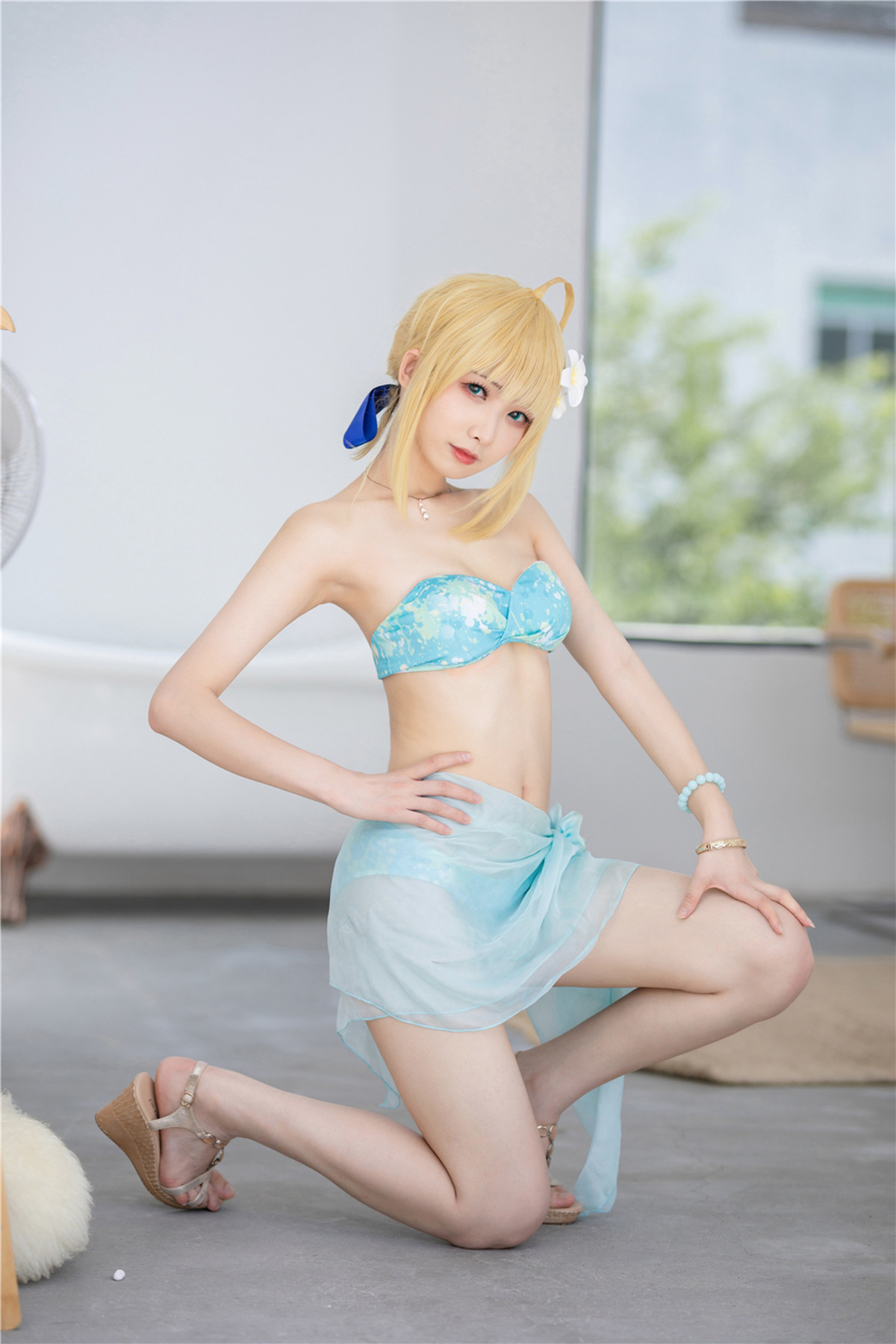 Cosplay 封疆疆v 阿尔托莉雅 潘德拉贡 泳装(12)