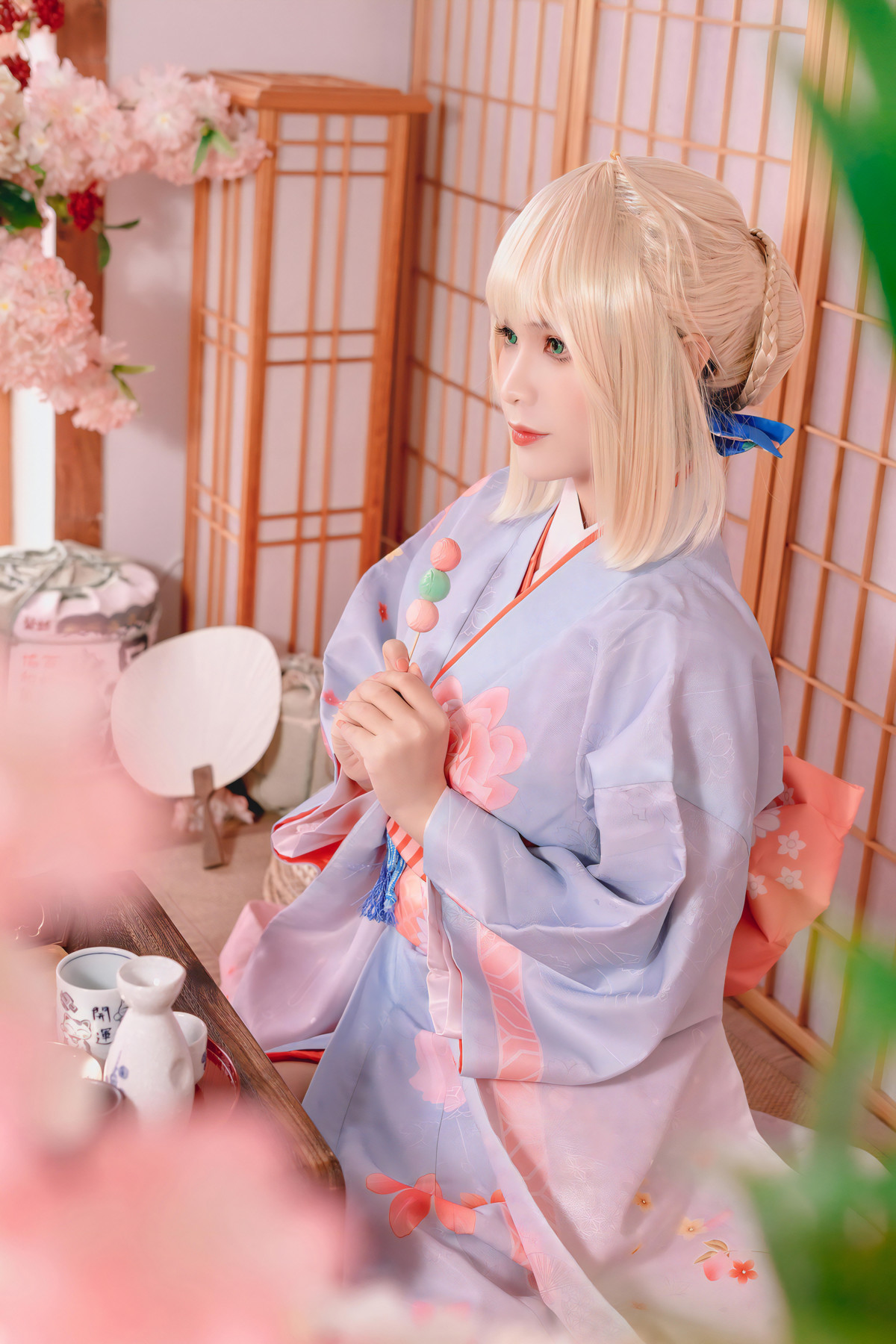 Cosplay Pyonピオン Saber セイバー Kimono(27)