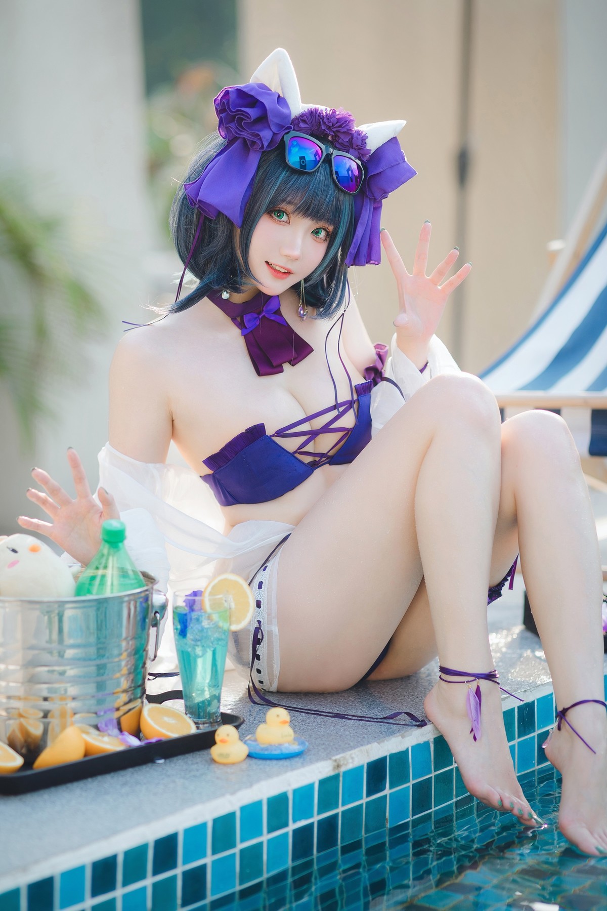 Cosplay 瓜希酱福利 柴郡泳装(18)