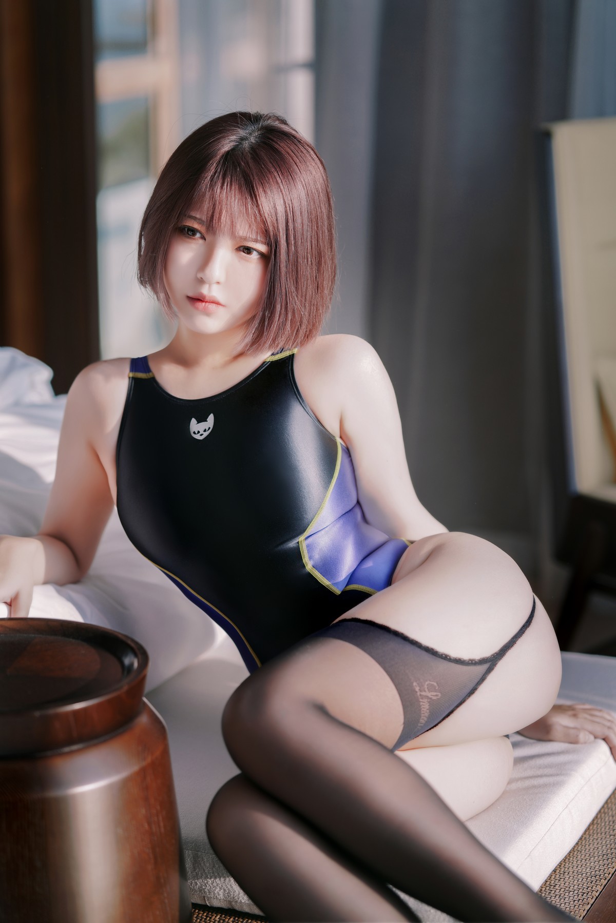 Cosplay 半半子 競泳水着を着た彼女(22)