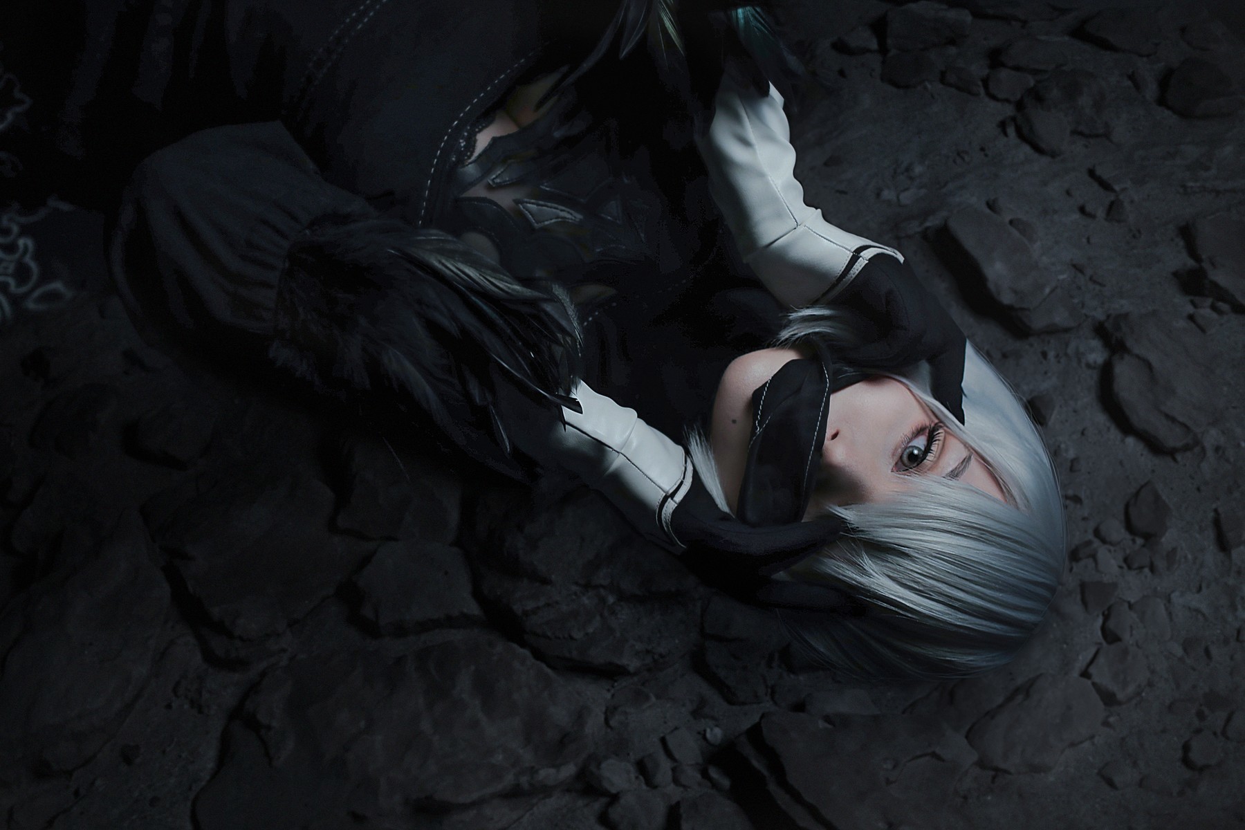 Cosplay Sayathefox 2B Black + White(25)