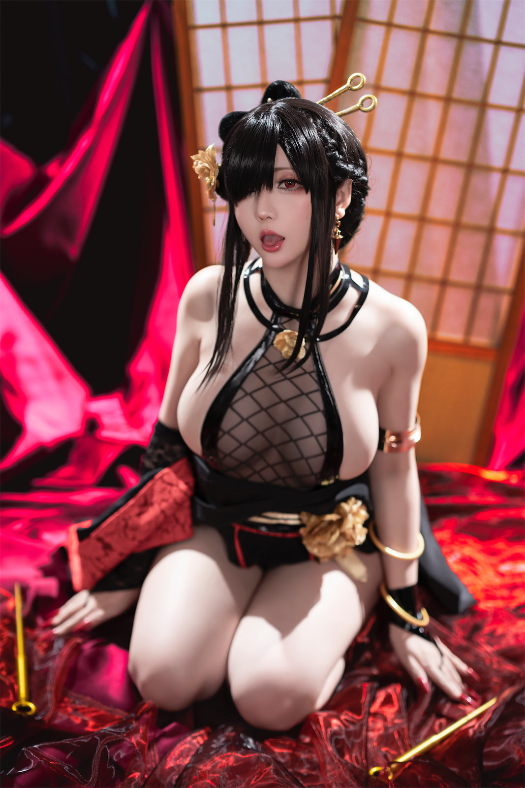 Cosplay 星之迟迟Hoshilily 圣诞节 约尔 同人和风战斗服(65)