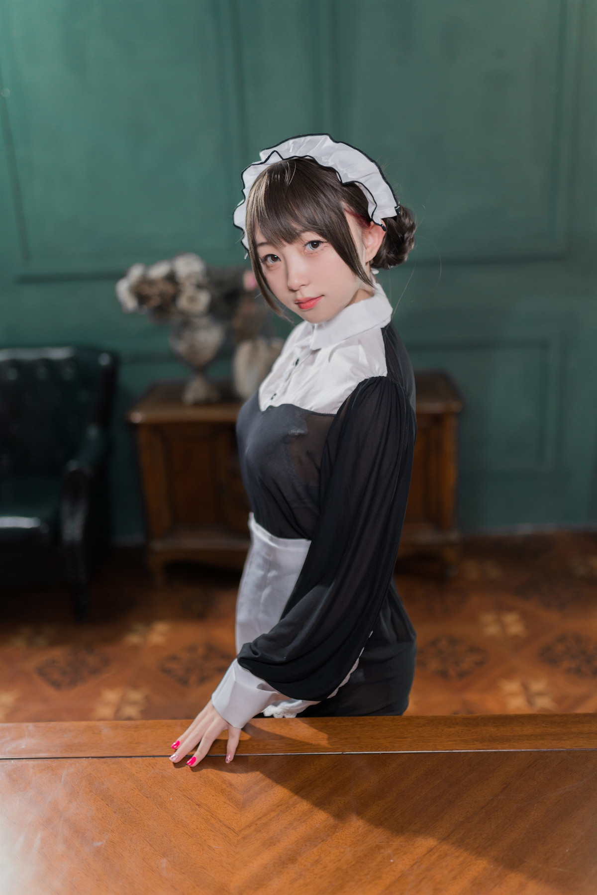 Cosplay 花铃 黑丝透明短裙女仆 Set.01(36)