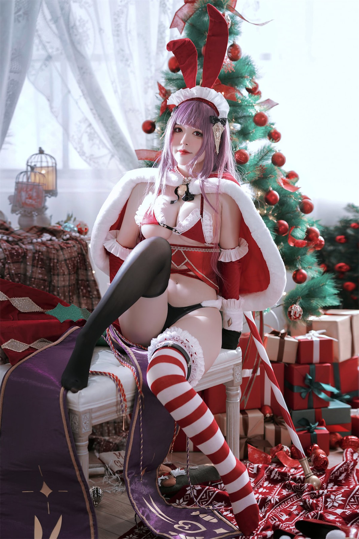 Cosplay 半半子 Christmas Bunny Aike(19)