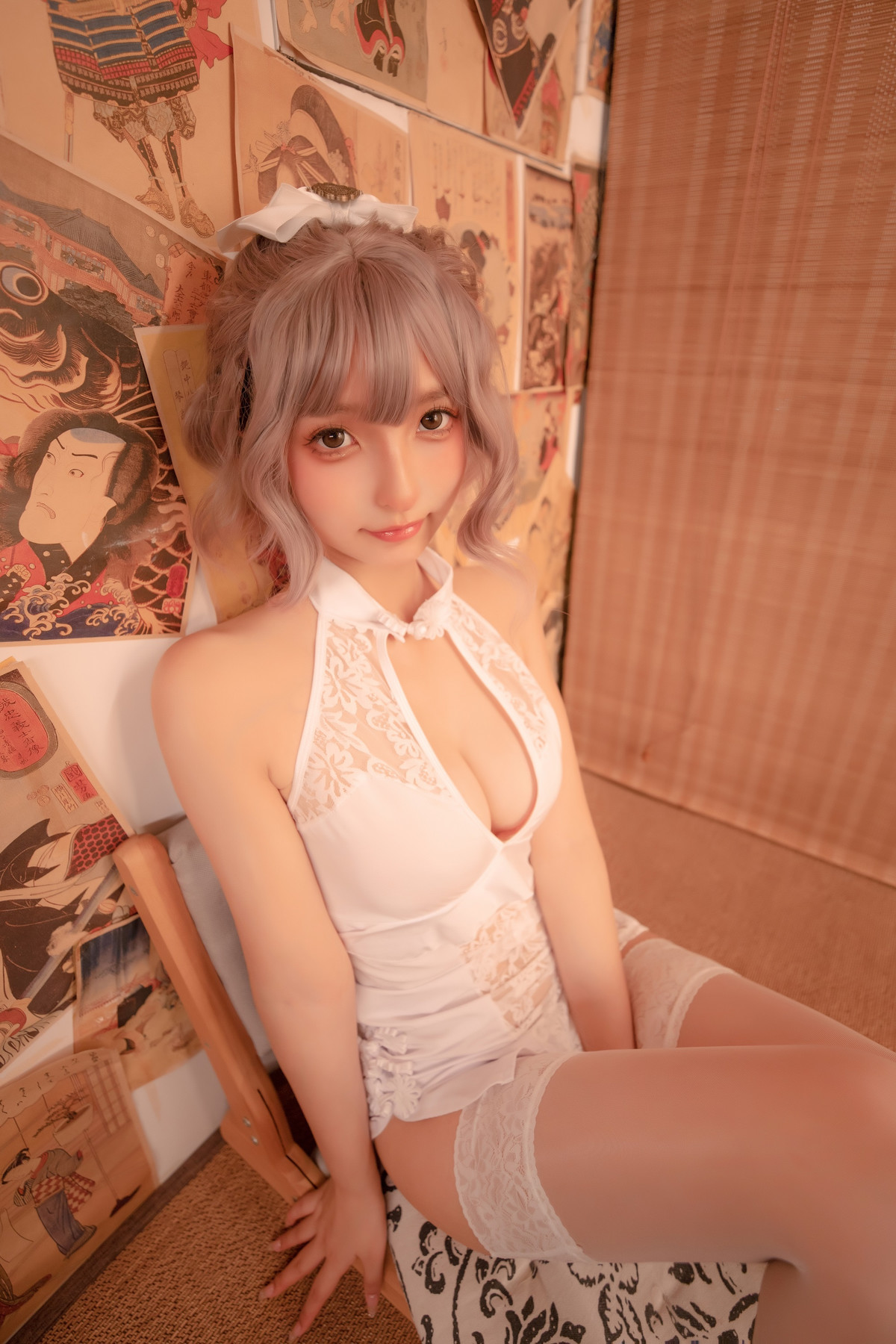 Cosplay 神楽板真冬 白旗袍(29)