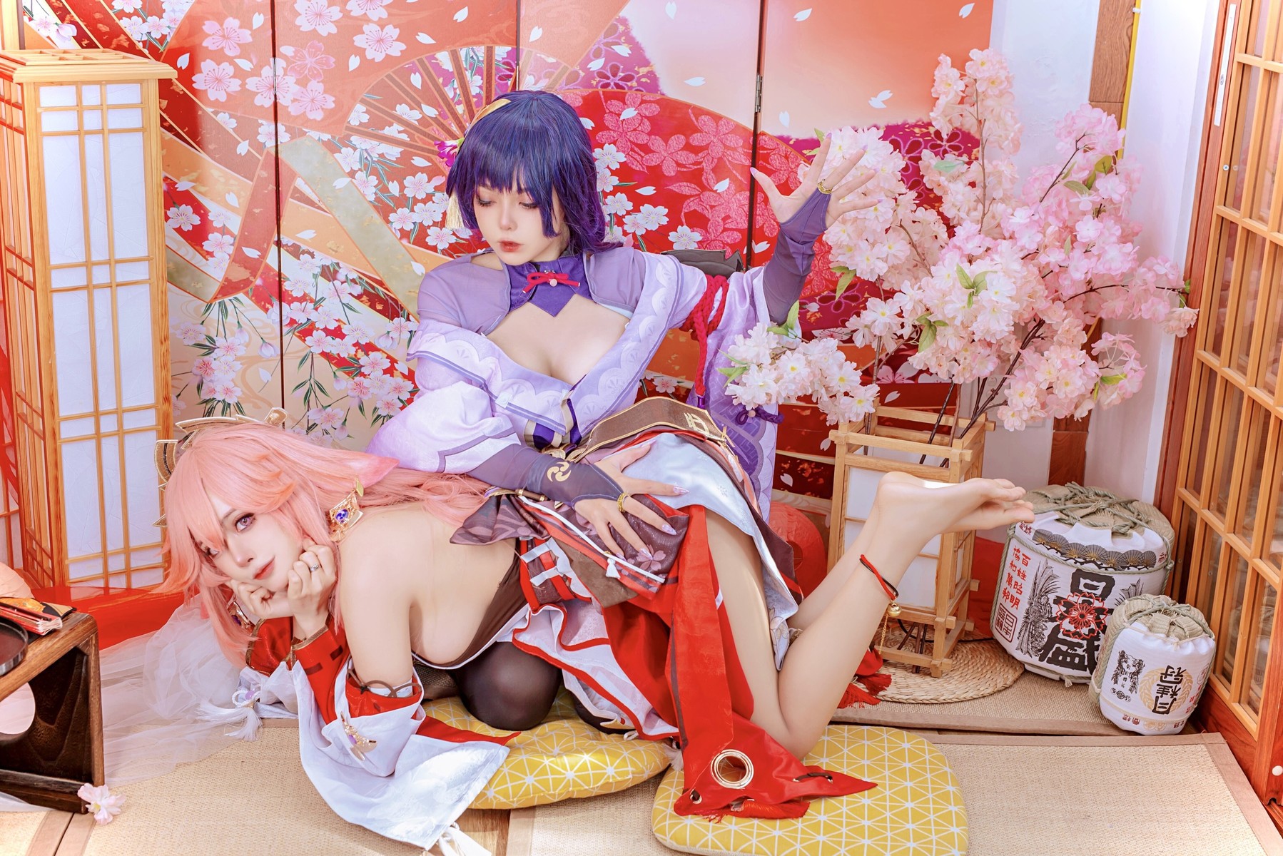 Cosplay 日本性感萝莉Byoru 八重神子 雷電将軍 Set.01(16)