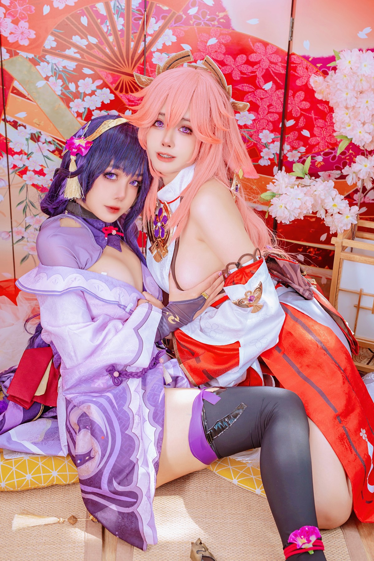 Cosplay 日本性感萝莉Byoru 八重神子 雷電将軍 Set.01(15)