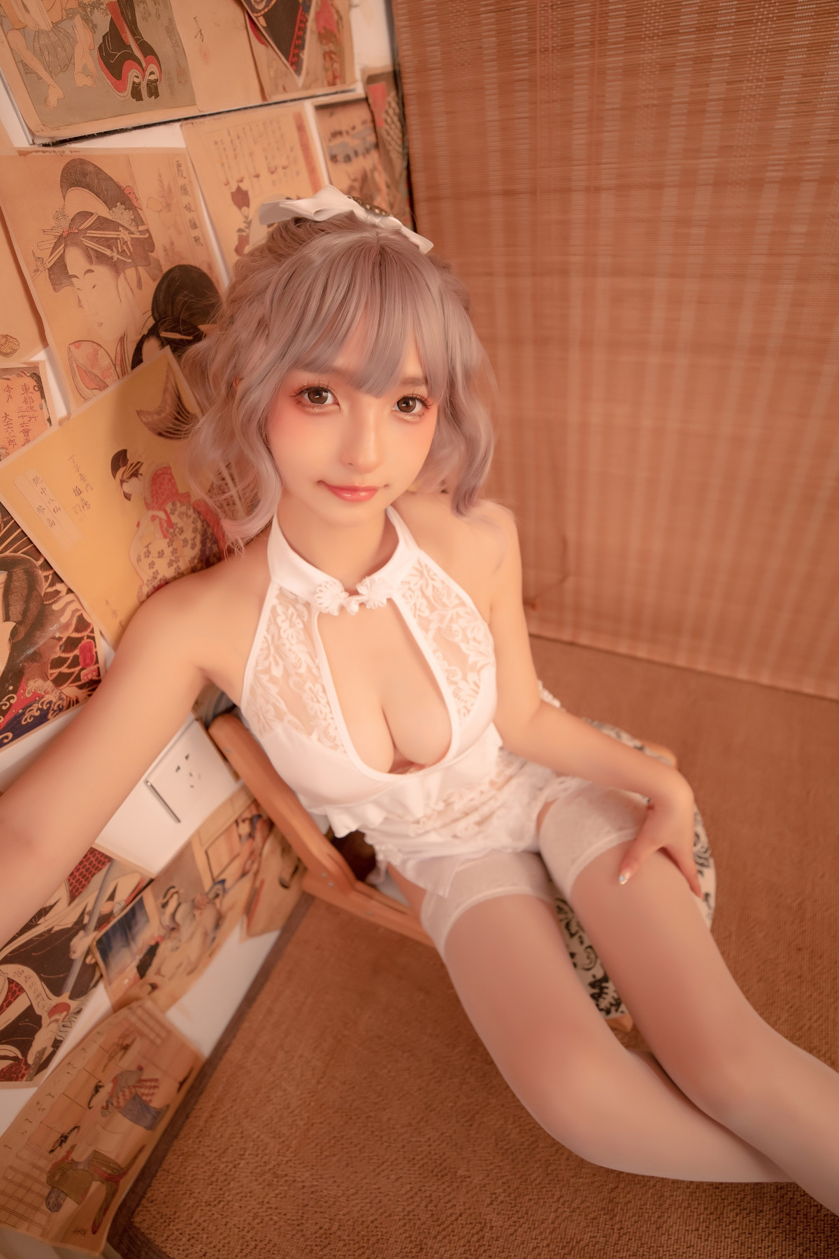 Cosplay 神楽板真冬 白旗袍(30)