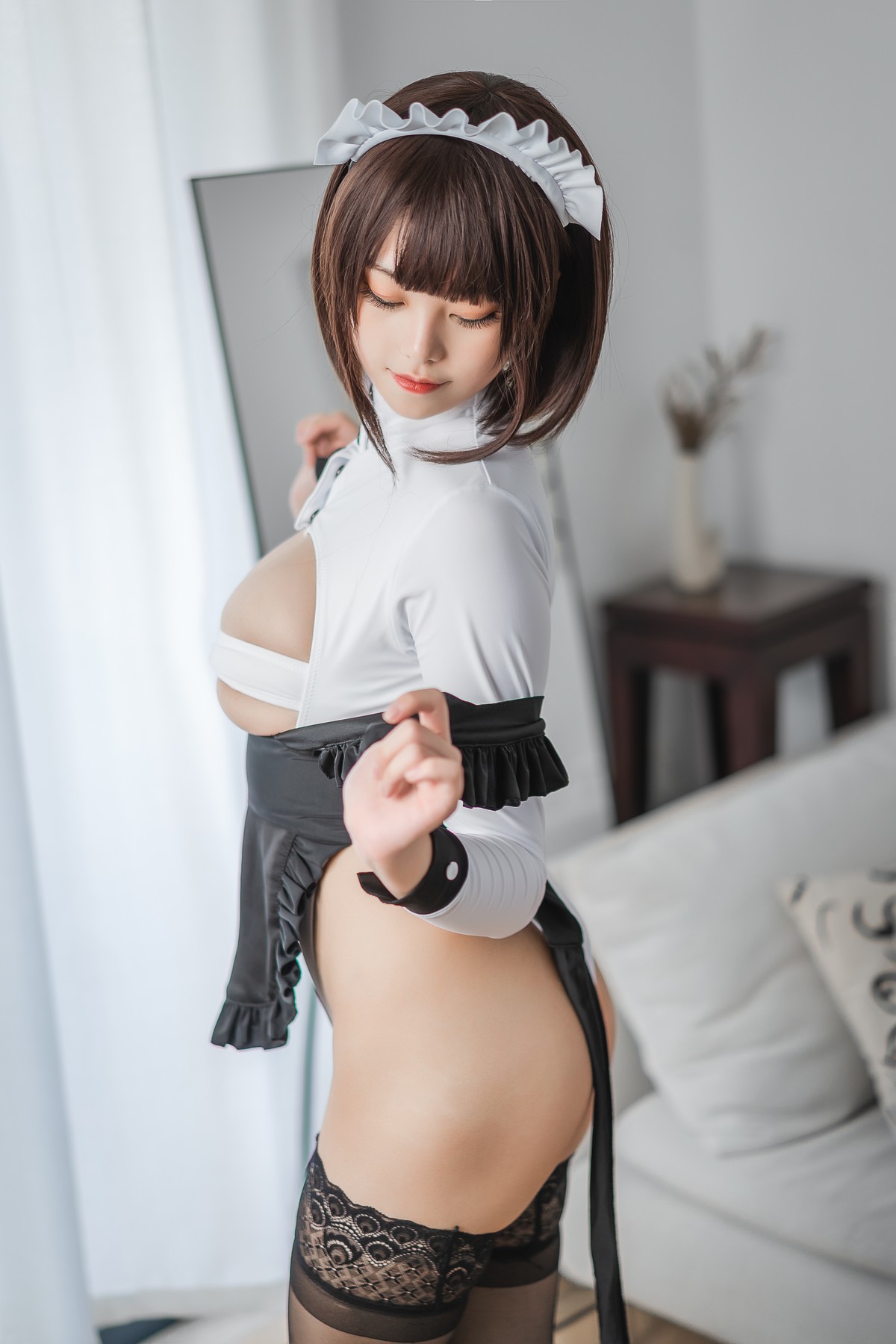 Cosplay 蜜汁猫裘 高叉女仆(10)