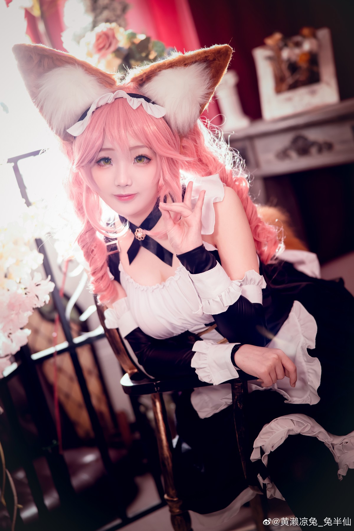 黄濑凉兔_兔半仙 Cosplay fate玉藻前女仆ver(9)