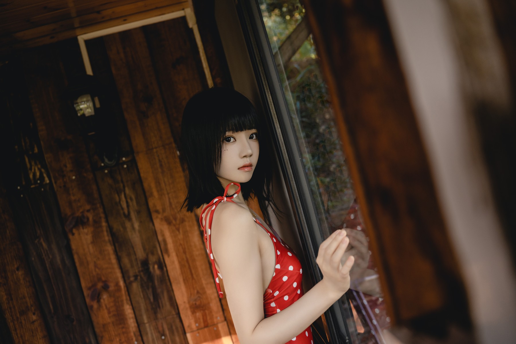 Cosplay 桜桃喵 红波点 Red Polka Dot(27)