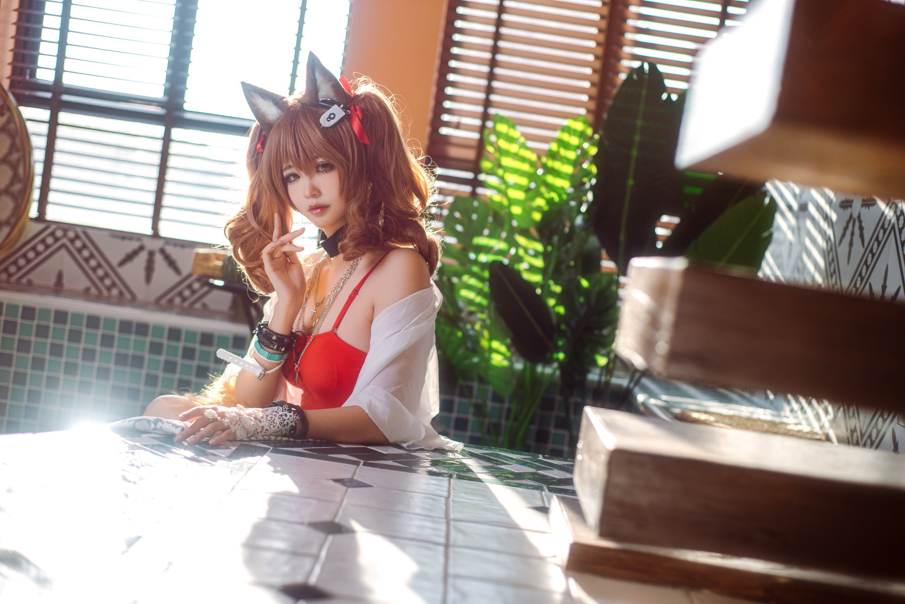 工藤新伍 Cosplay 明日方舟 安洁莉娜 夏卉泳装(4)