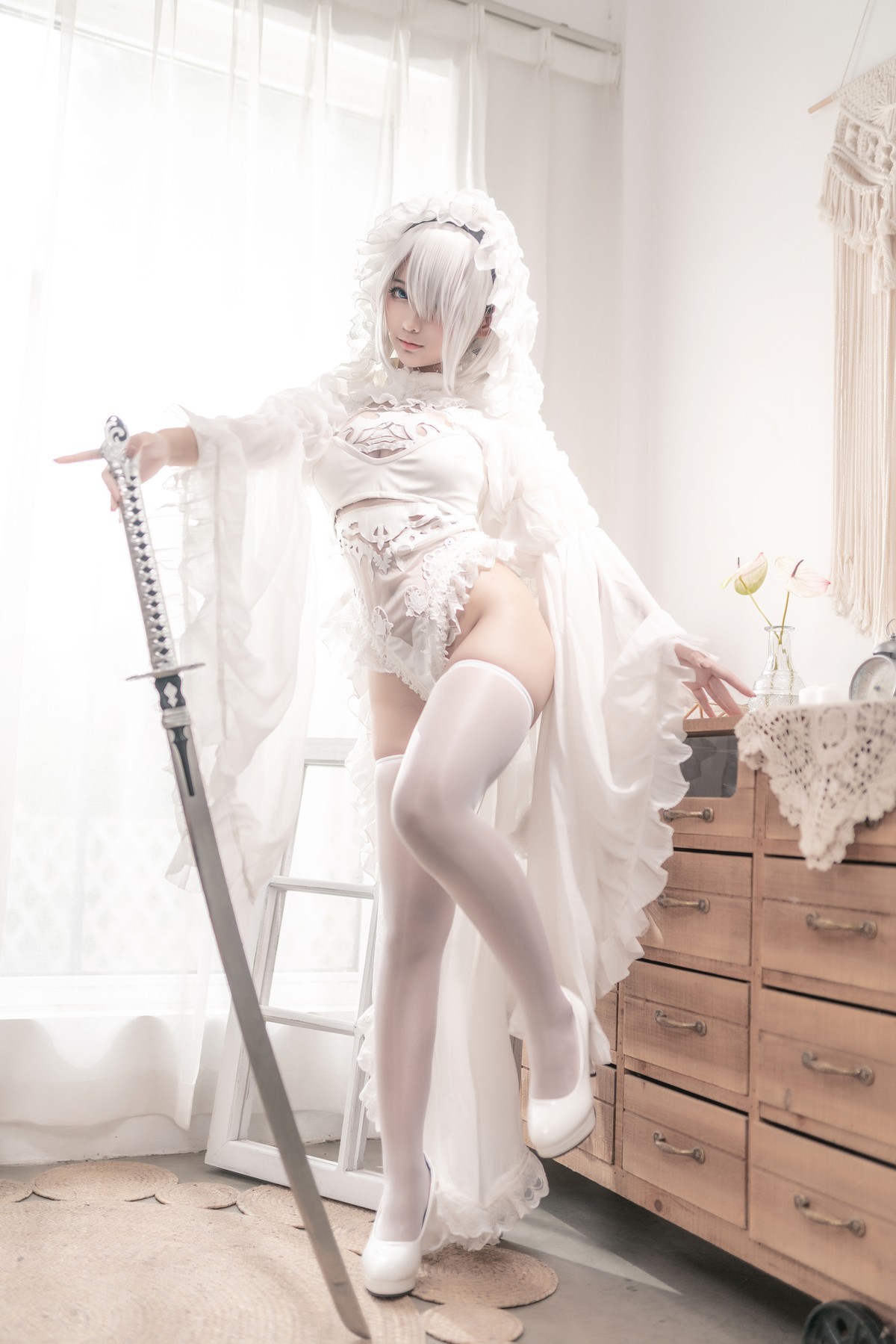 Cosplay 蠢沫沫 Chunmomo 尼尔纪元 白花嫁(16)