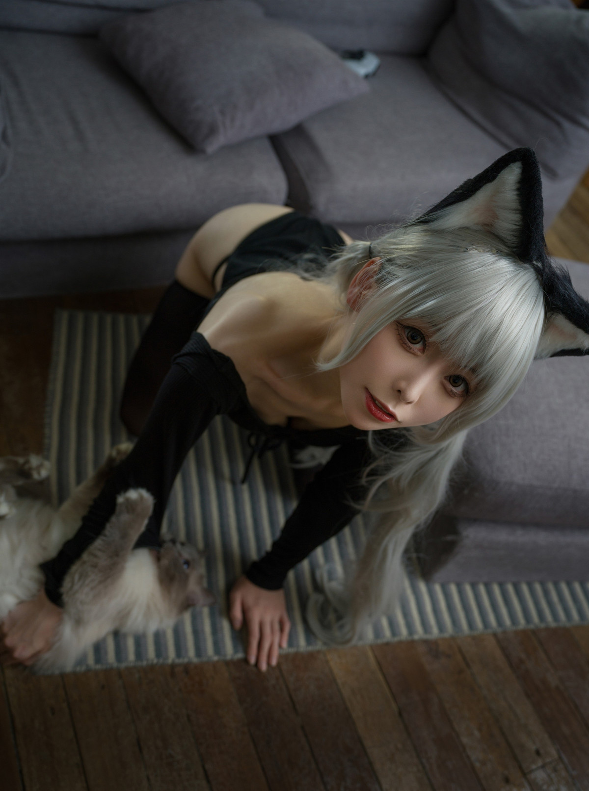 Cosplay 樱岛嗷一 黑猫针织衫连体衣 Set.01(9)