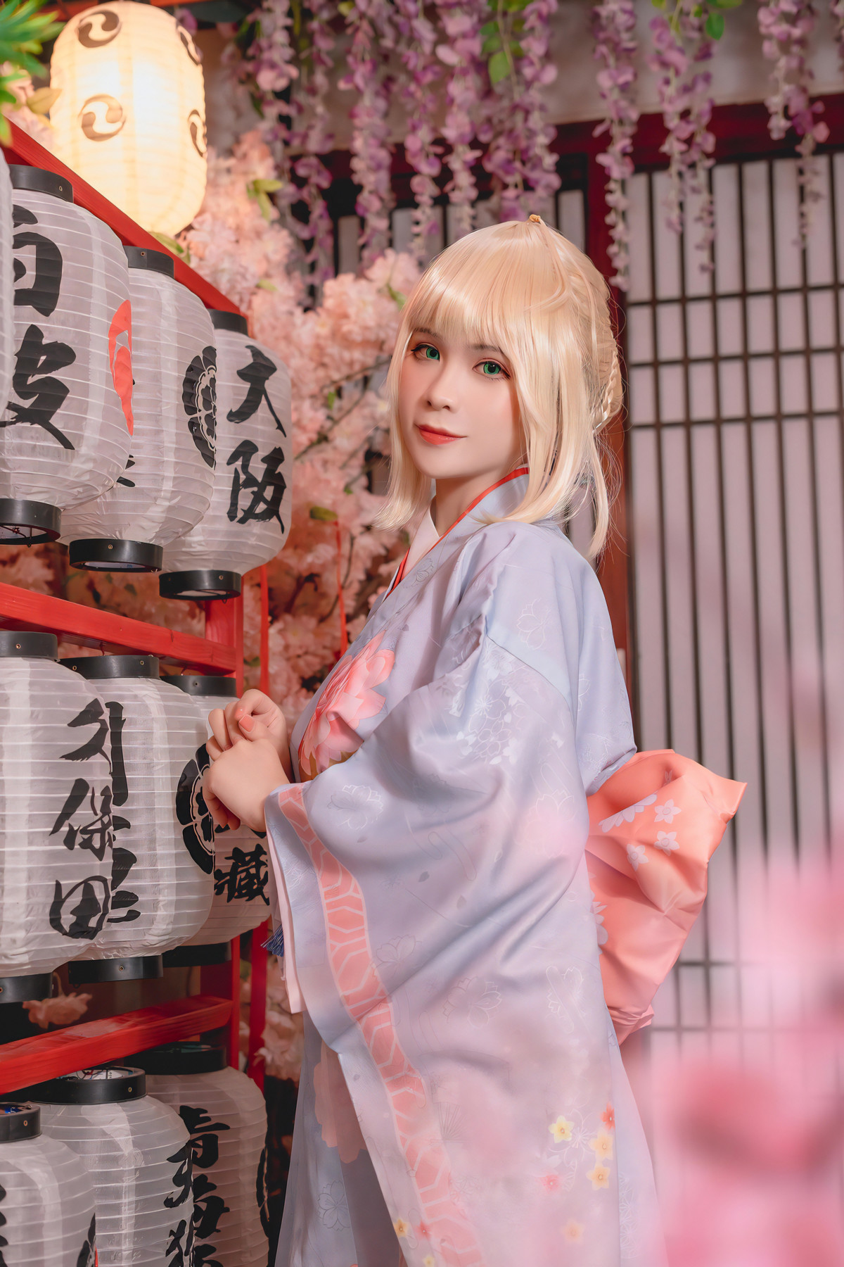 Cosplay Pyonピオン Saber セイバー Kimono(8)