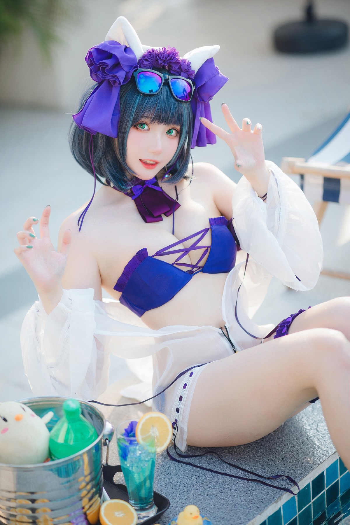 Cosplay 瓜希酱福利 柴郡泳装(17)