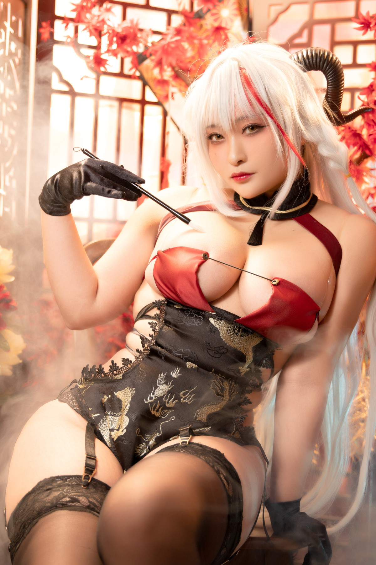 Cosplay 洛璃LoLiSAMA 埃吉尔旗袍 金龙腾祥云 Set.01(23)