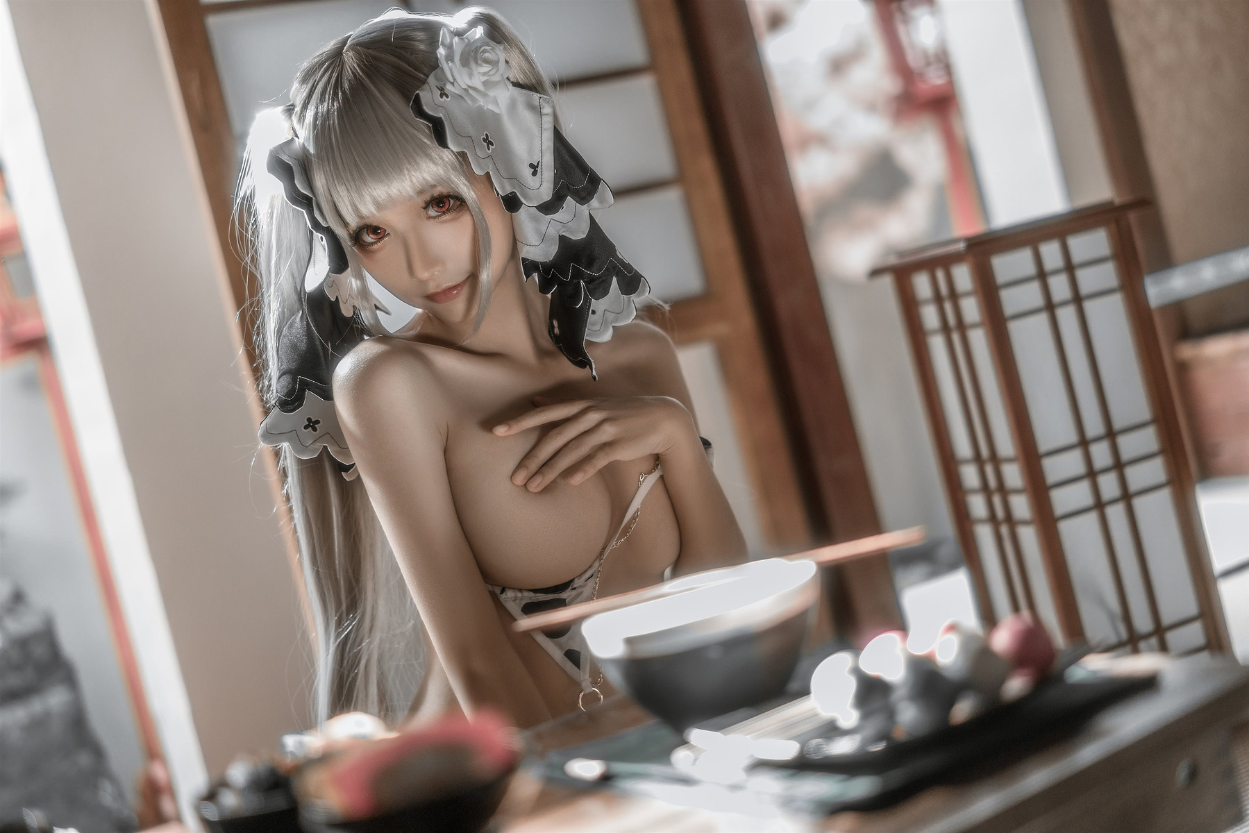 蠢沫沫 Cosplay 可畏婚纱绅士版(34)