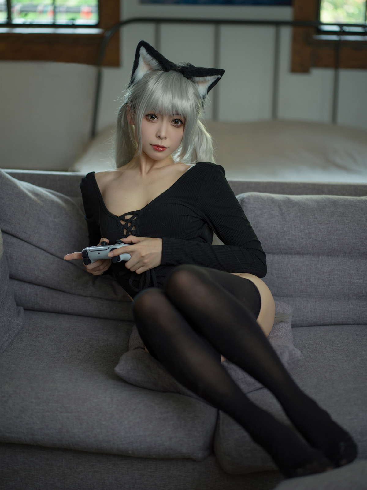 Cosplay 樱岛嗷一 黑猫针织衫连体衣 Set.01(2)