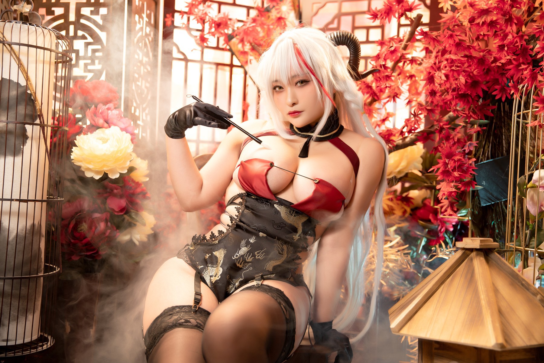 Cosplay 洛璃LoLiSAMA 埃吉尔旗袍 金龙腾祥云 Set.01(22)