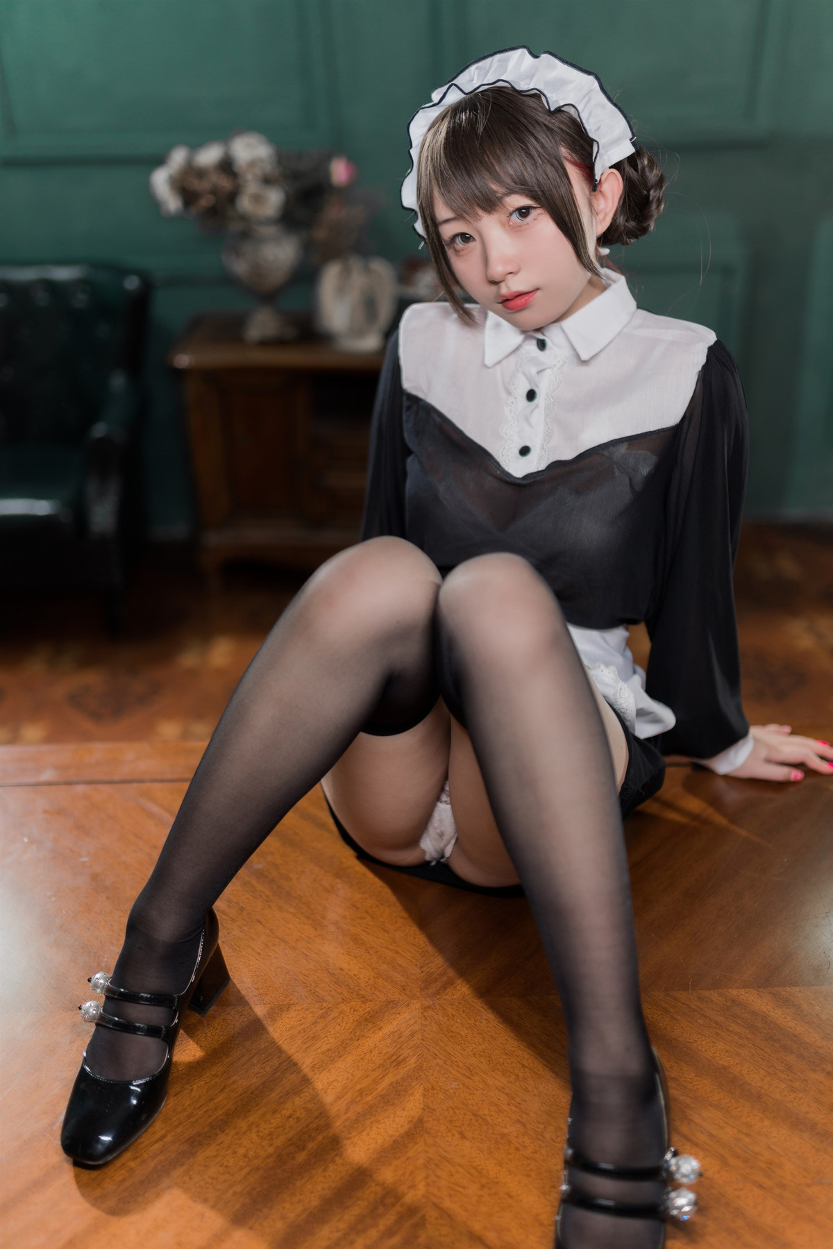 Cosplay 花铃 黑丝透明短裙女仆 Set.02(19)