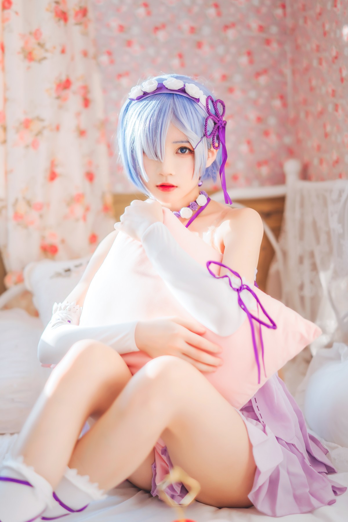 Cosplay 桜桃喵 蕾姆睡裙(24)