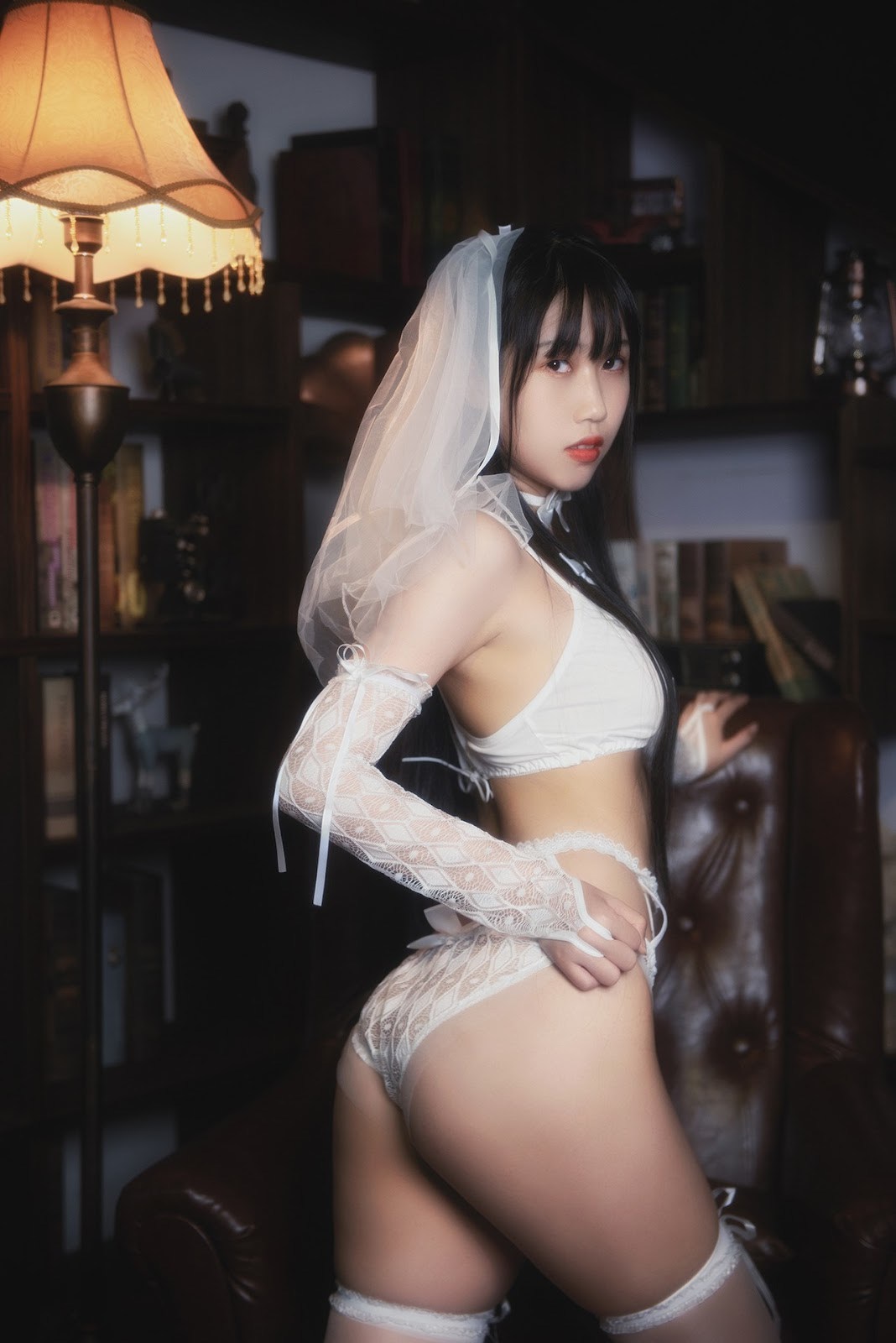 Cosplay 不呆猫 白色情趣婚纱(23)