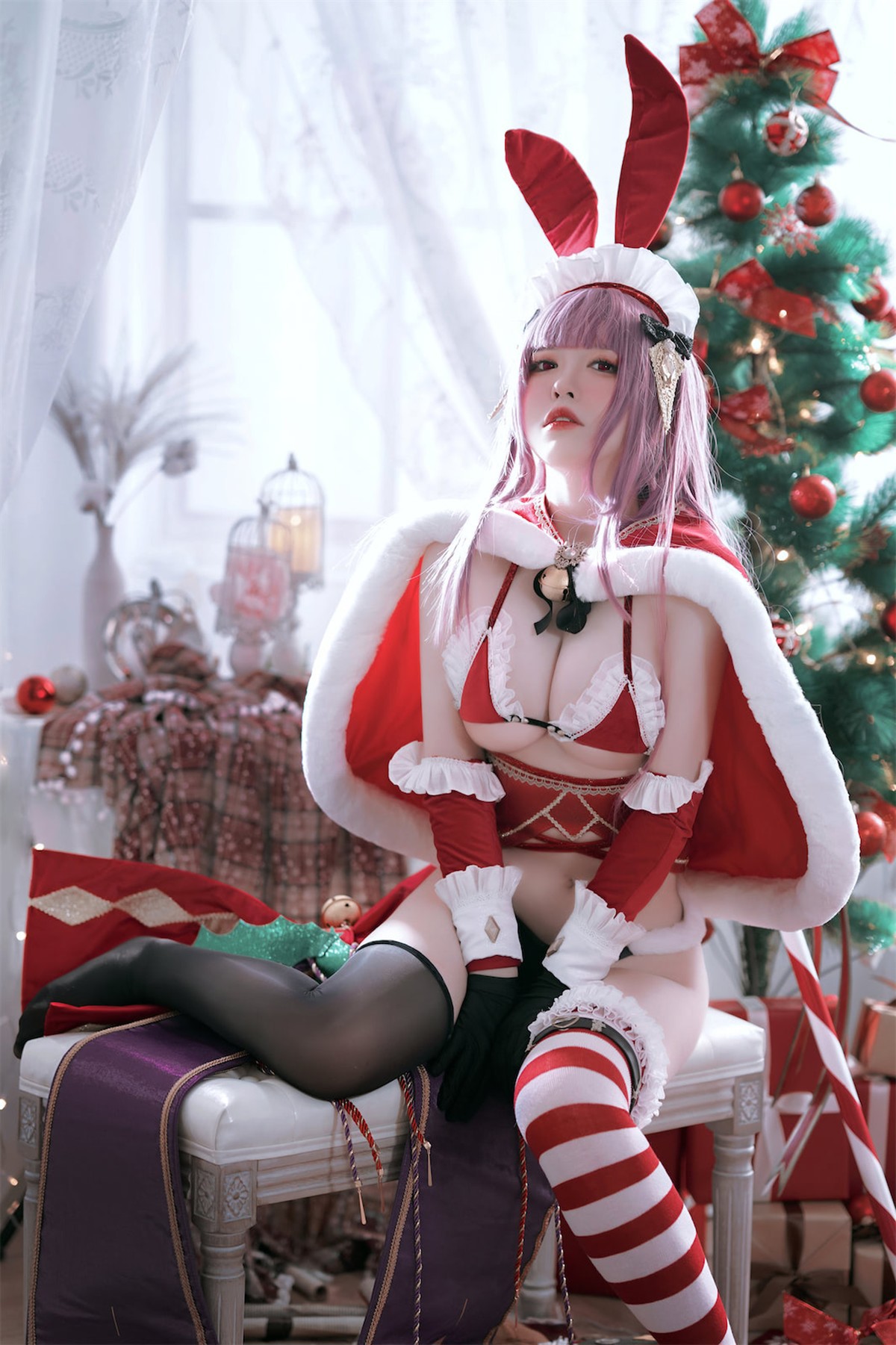 Cosplay 半半子 Christmas Bunny Aike(20)