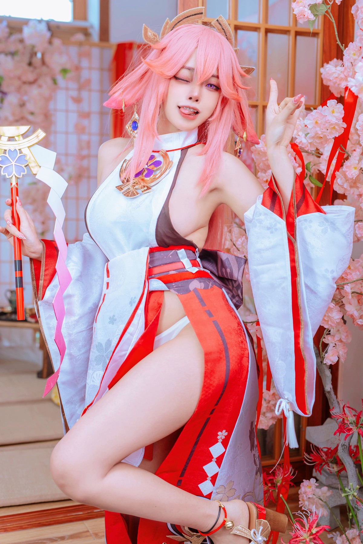 Cosplay 日本性感萝莉Byoru 八重神子 雷電将軍 Set.01(7)