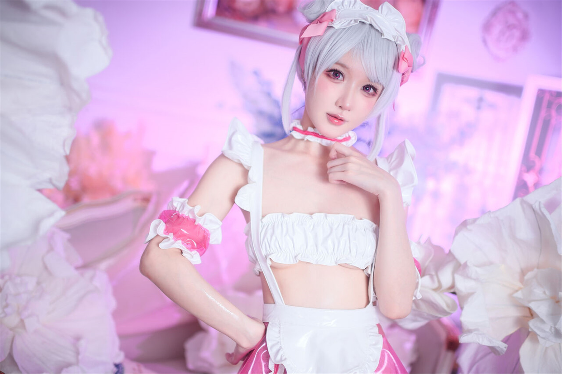 Cosplay 阿包也是兔娘 七夕粉粉女仆(2)