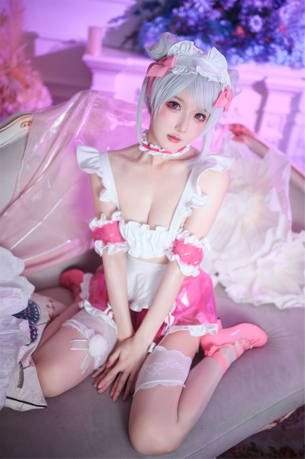 Cosplay 阿包也是兔娘 七夕粉粉女仆(22)