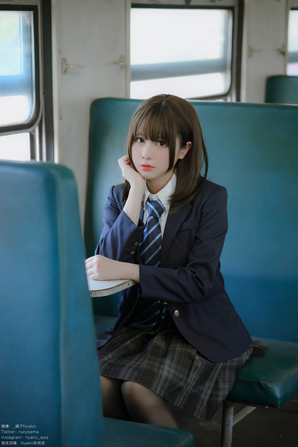 Cosplay Nyako喵子 火车JK制服(8)