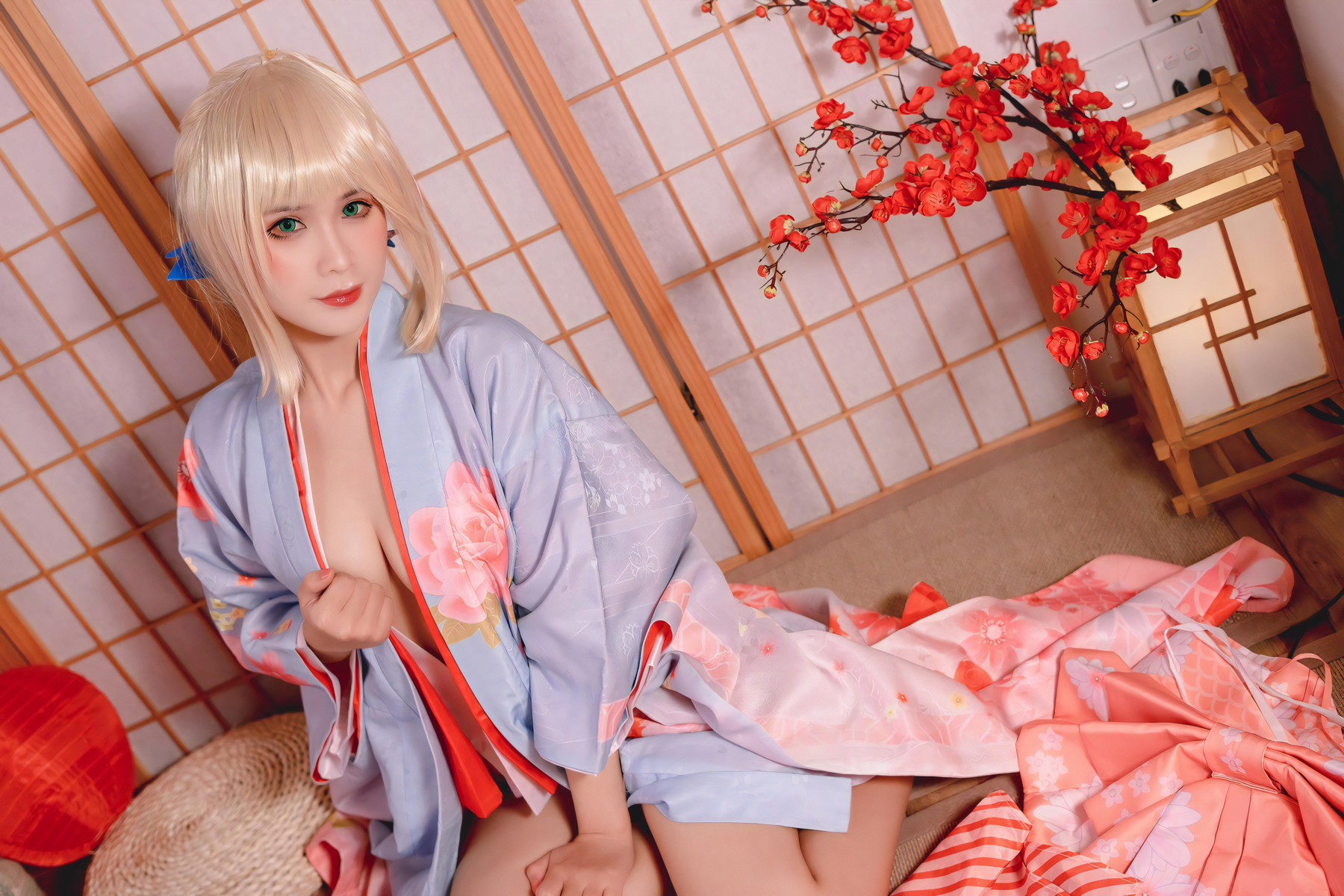 Cosplay Pyonピオン Saber セイバー Kimono(12)