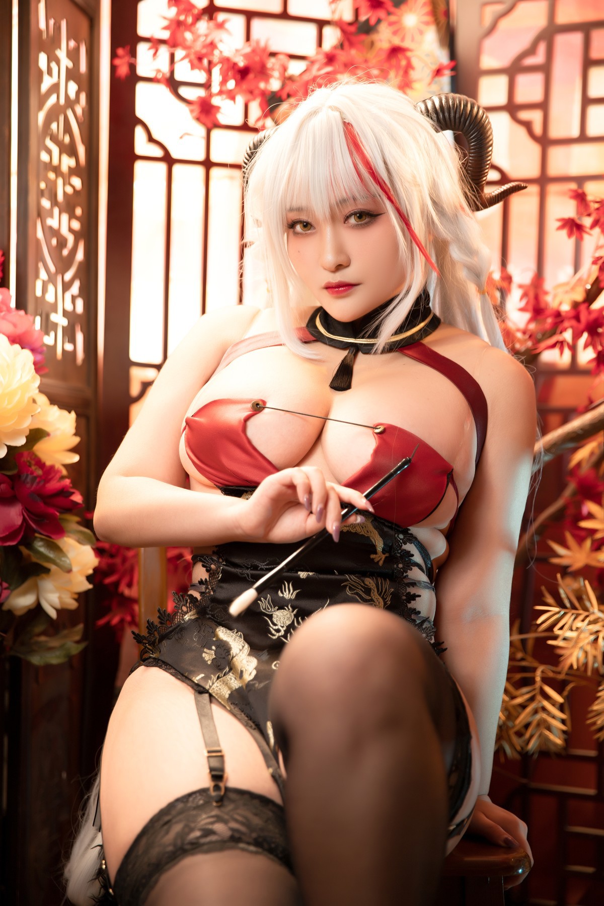 Cosplay 洛璃LoLiSAMA 埃吉尔旗袍 金龙腾祥云 Set.01(5)