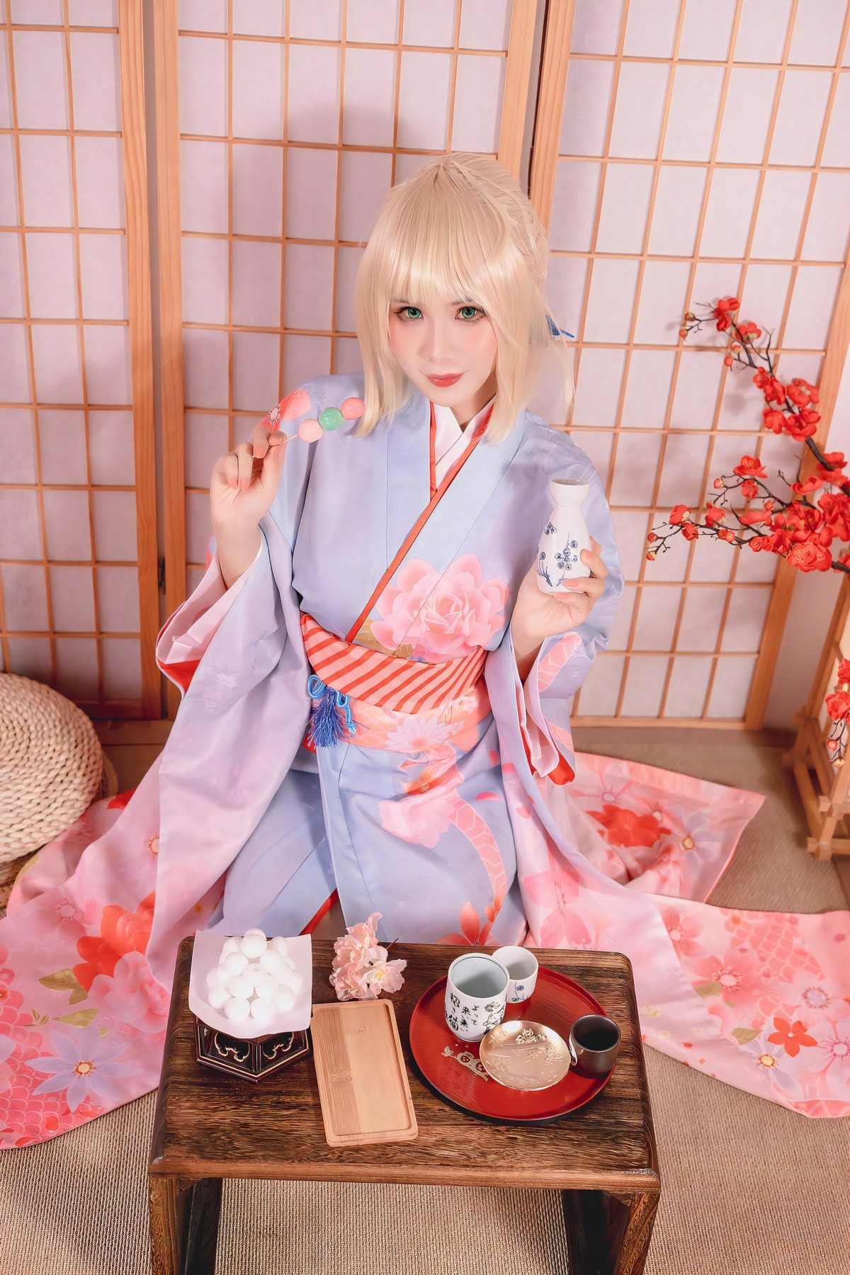 Cosplay Pyonピオン Saber セイバー Kimono(3)