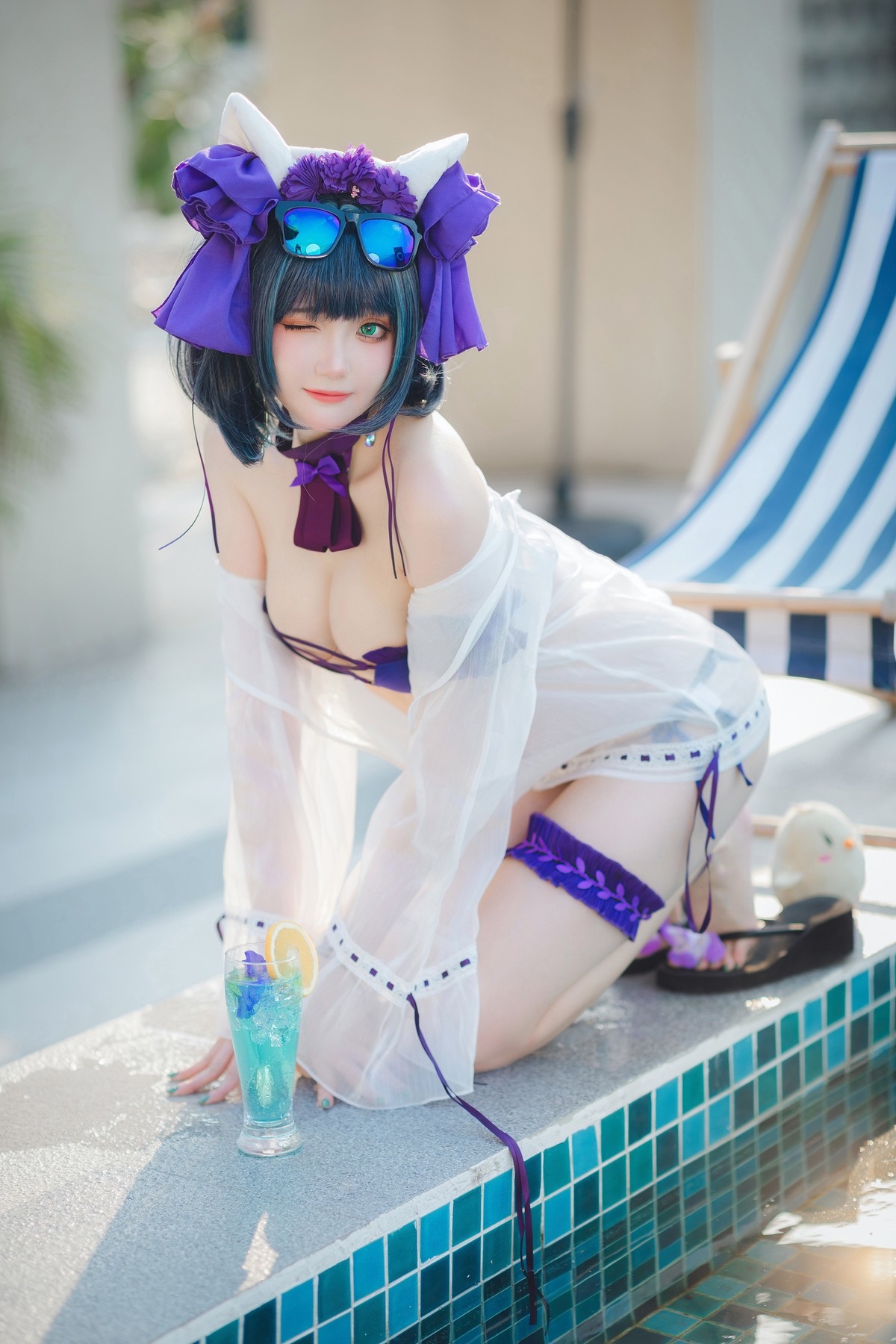 Cosplay 瓜希酱福利 柴郡泳装(23)