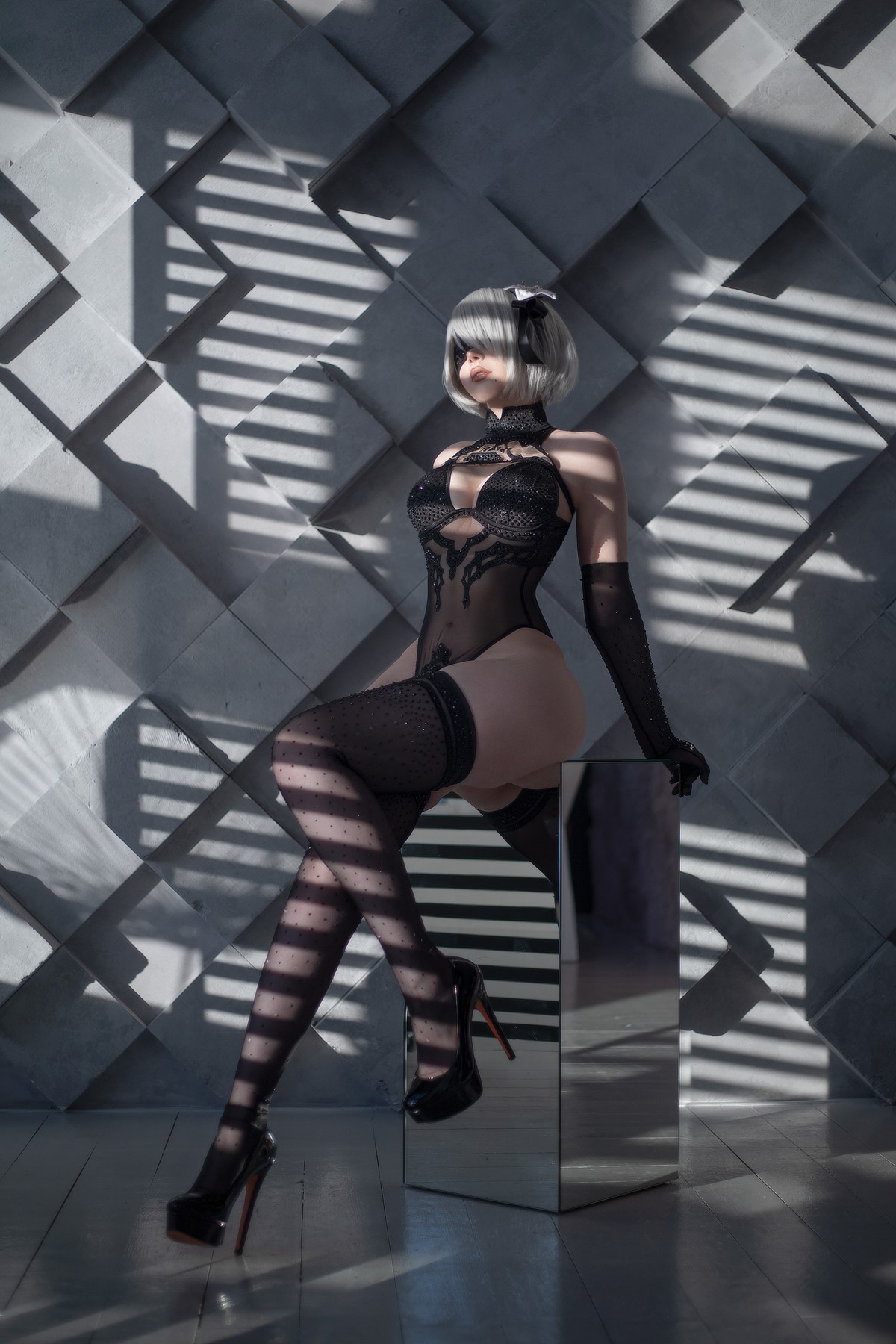 Cosplay Sayathefox 2B Black + White(5)