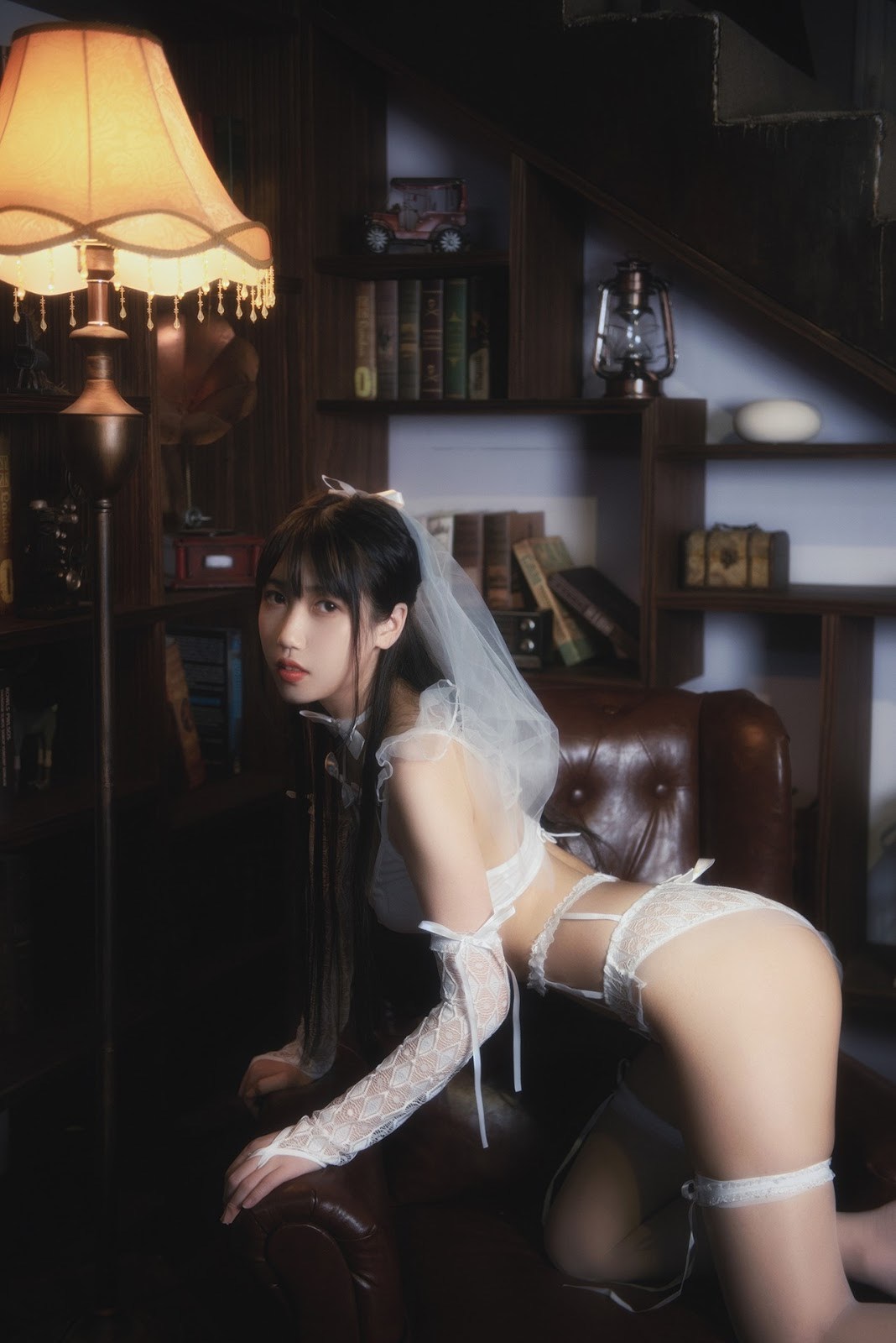 Cosplay 不呆猫 白色情趣婚纱(19)