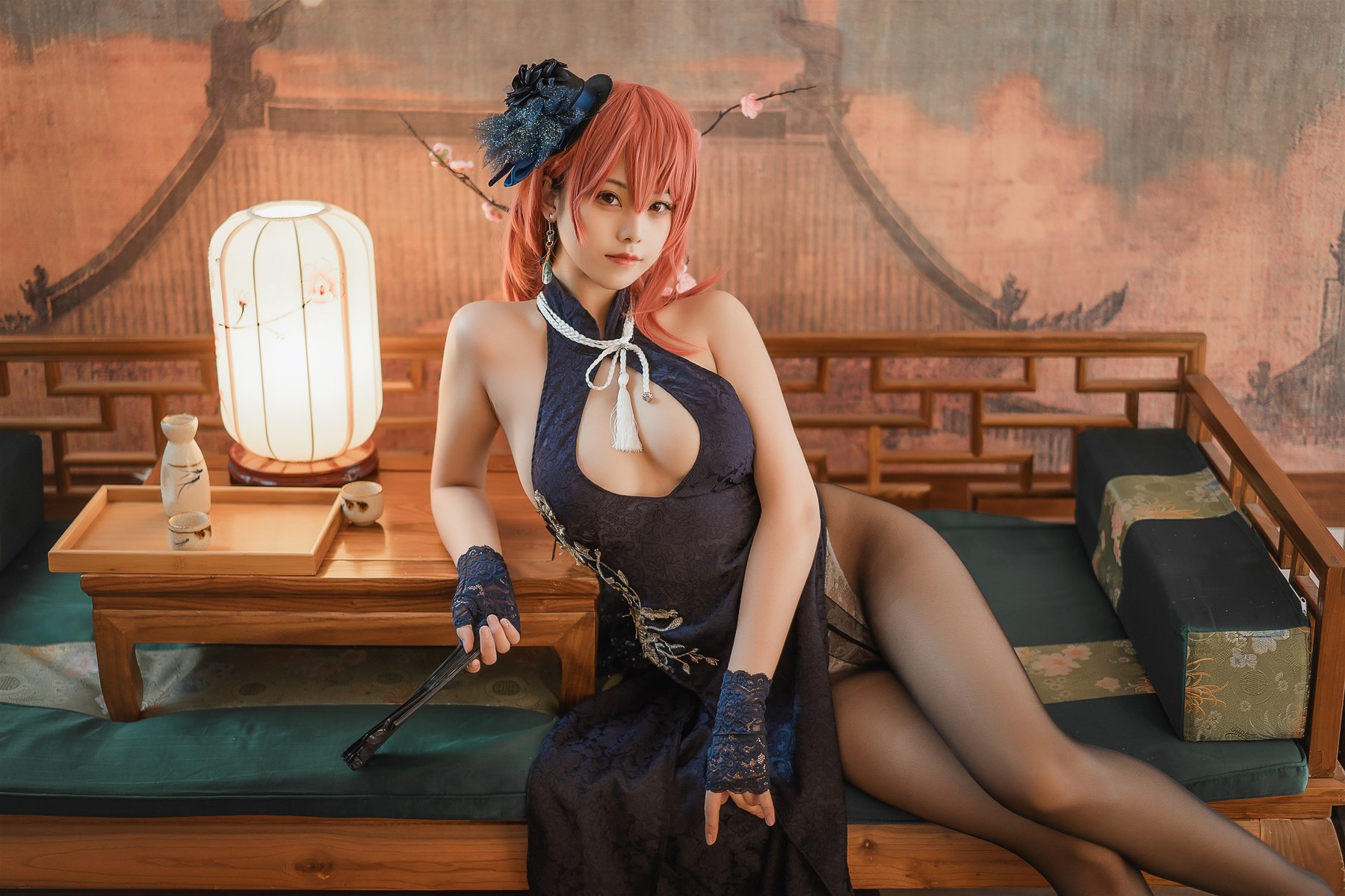 蜜汁猫裘 Cosplay 黑太子旗袍(25)