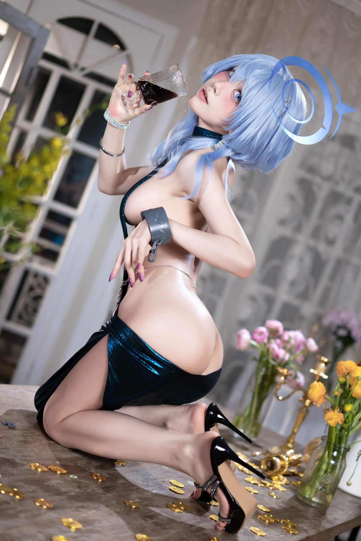 Cosplay 水淼Aqua 碧蓝档案 天雨亚子礼服 Set.01(34)