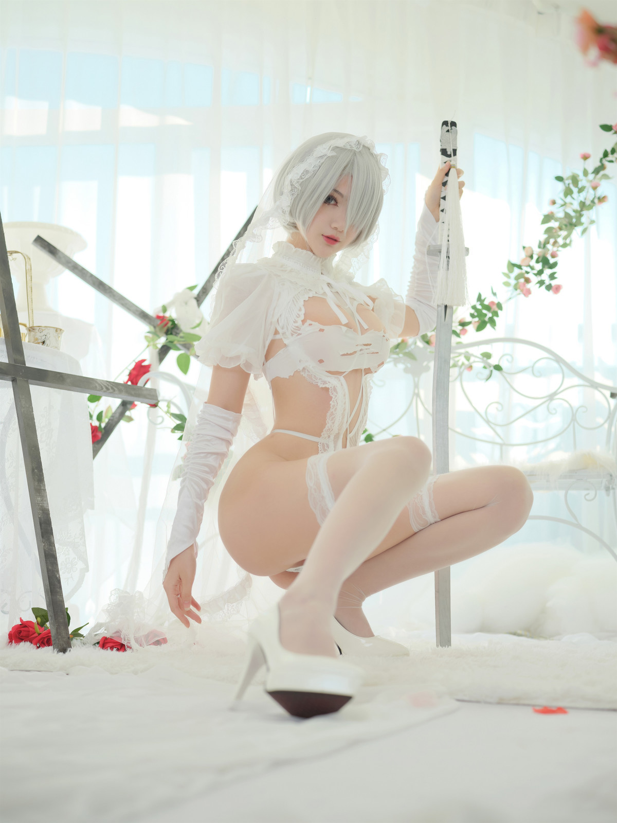 Cosplay 一米八的大梨子 2B Bride(7)