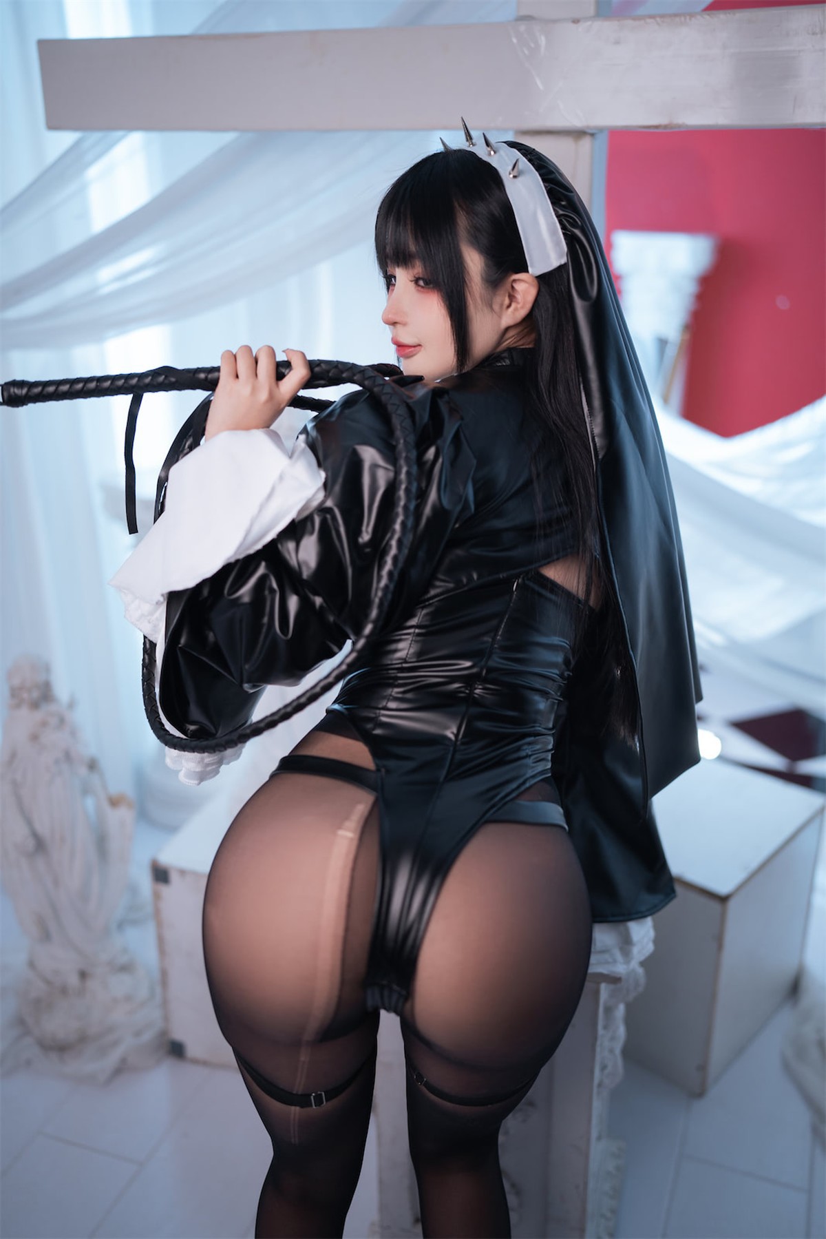 Cosplay 桜井宁宁 皮衣修女(45)