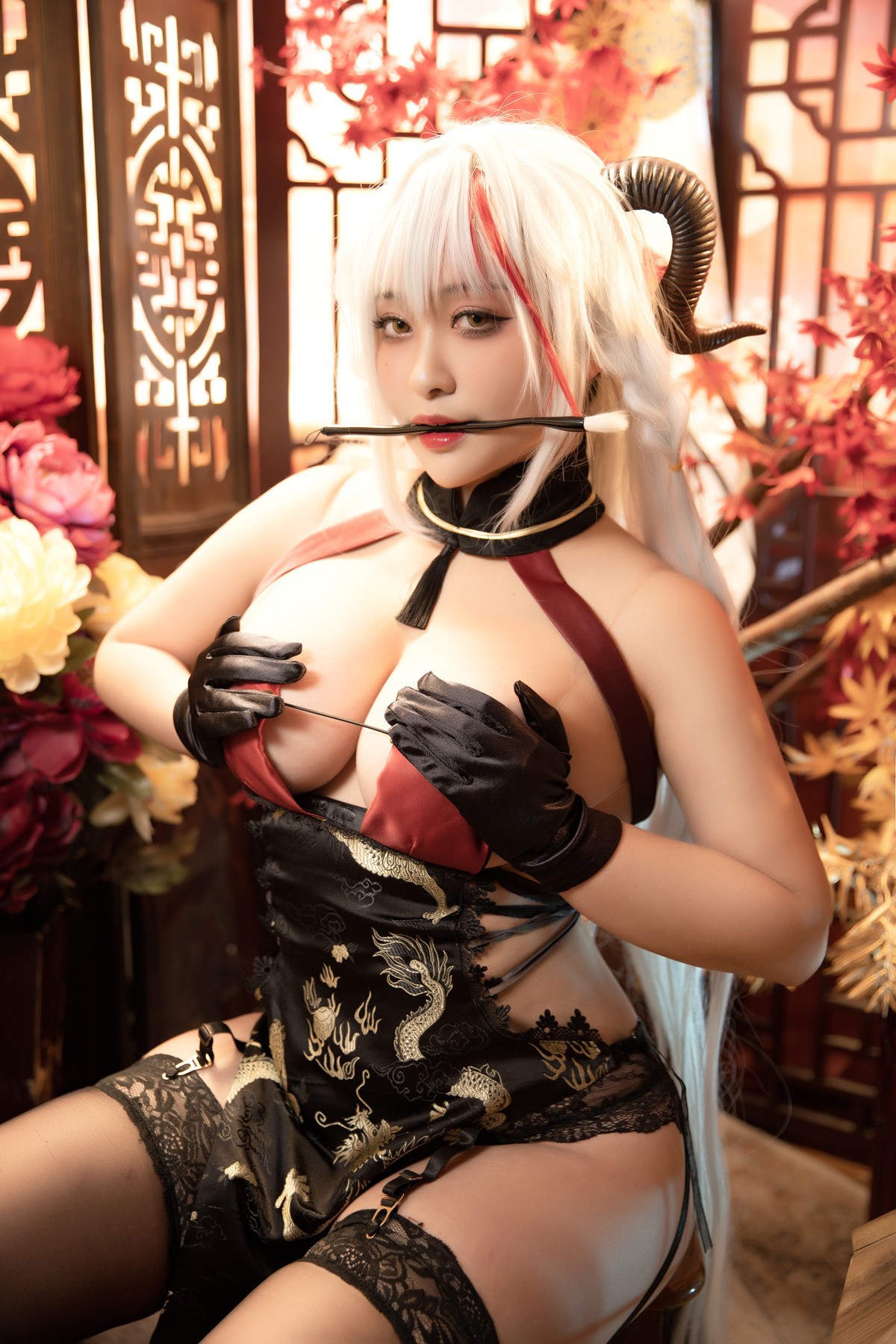 Cosplay 洛璃LoLiSAMA 埃吉尔旗袍 金龙腾祥云 Set.02(7)