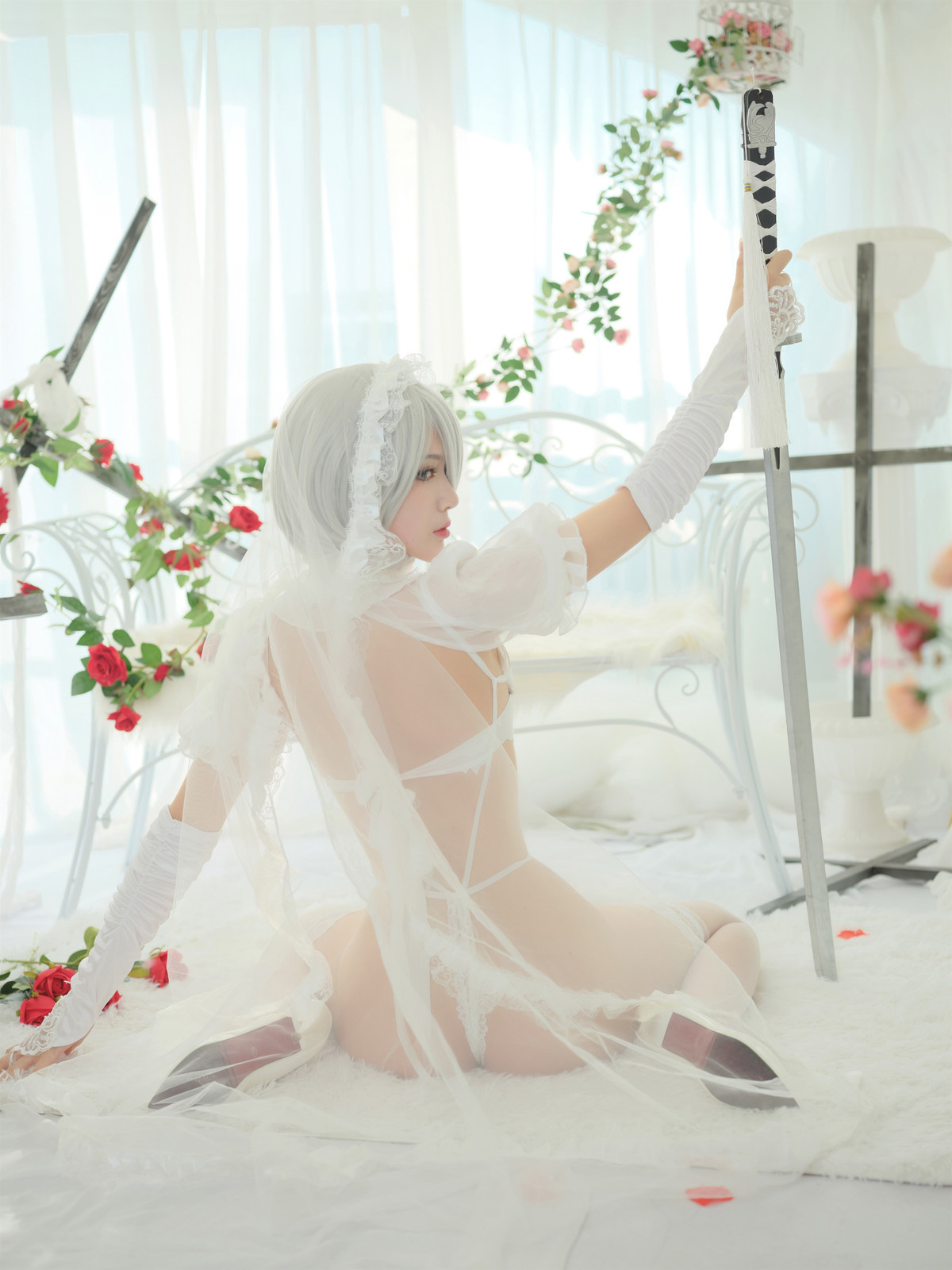 Cosplay 一米八的大梨子 2B Bride(4)