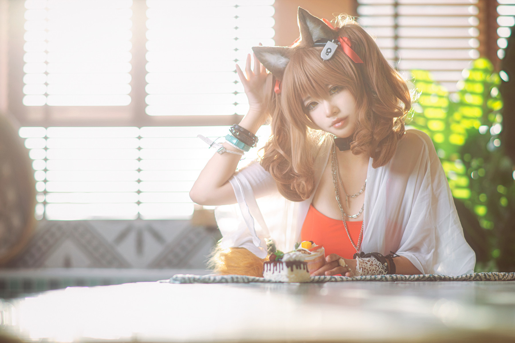 工藤新伍 Cosplay 明日方舟 安洁莉娜 夏卉泳装(10)