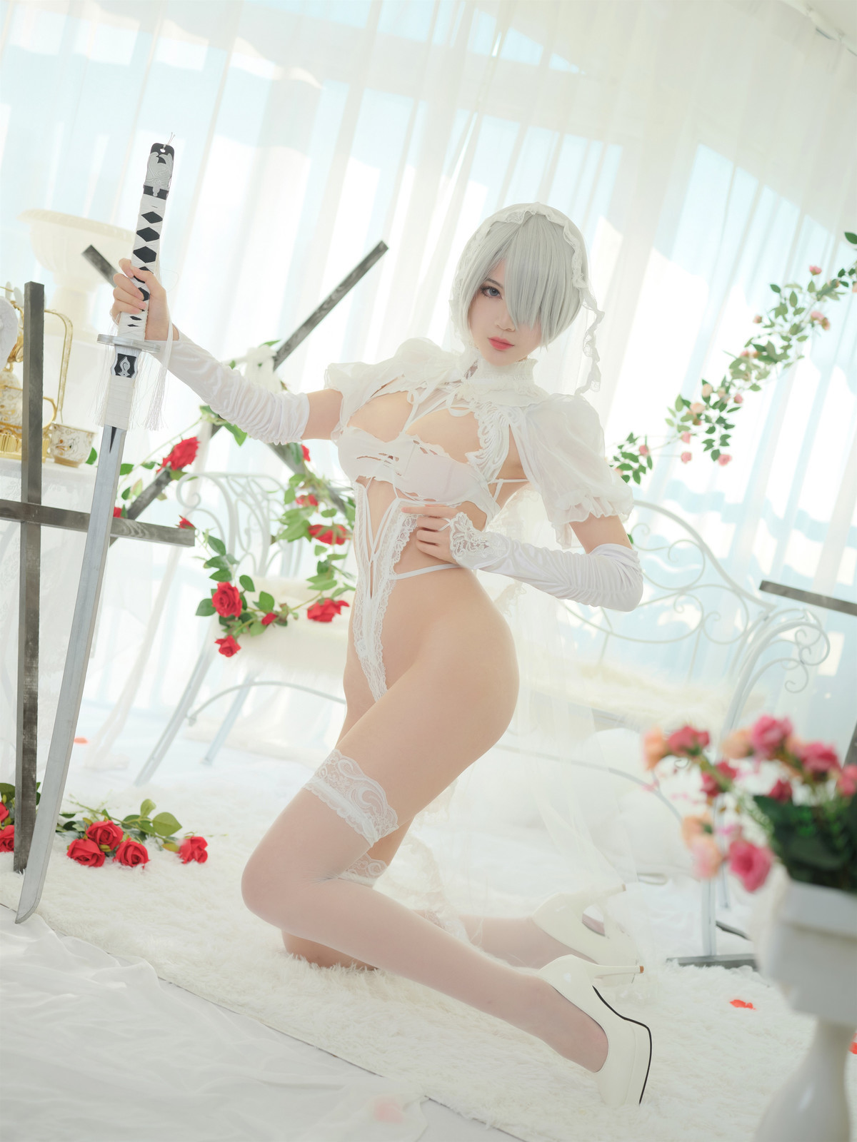 Cosplay 一米八的大梨子 2B Bride(8)