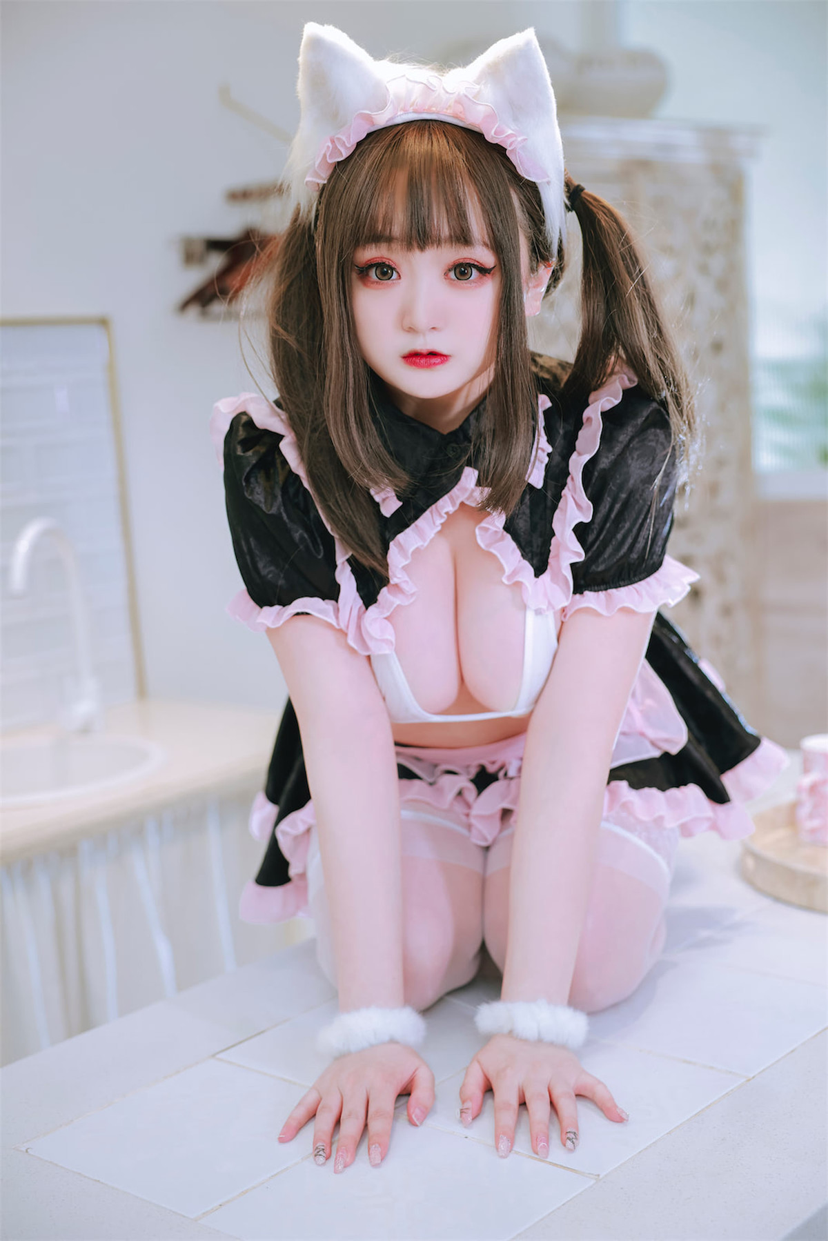 Cosplay 恩田直幸 猫耳黑粉女仆(8)